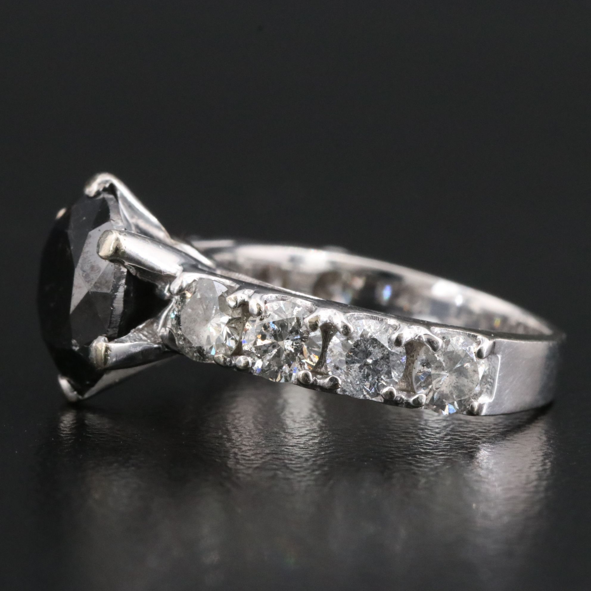 14K 3.95 CTW Diamond Ring with Fancy Black Center