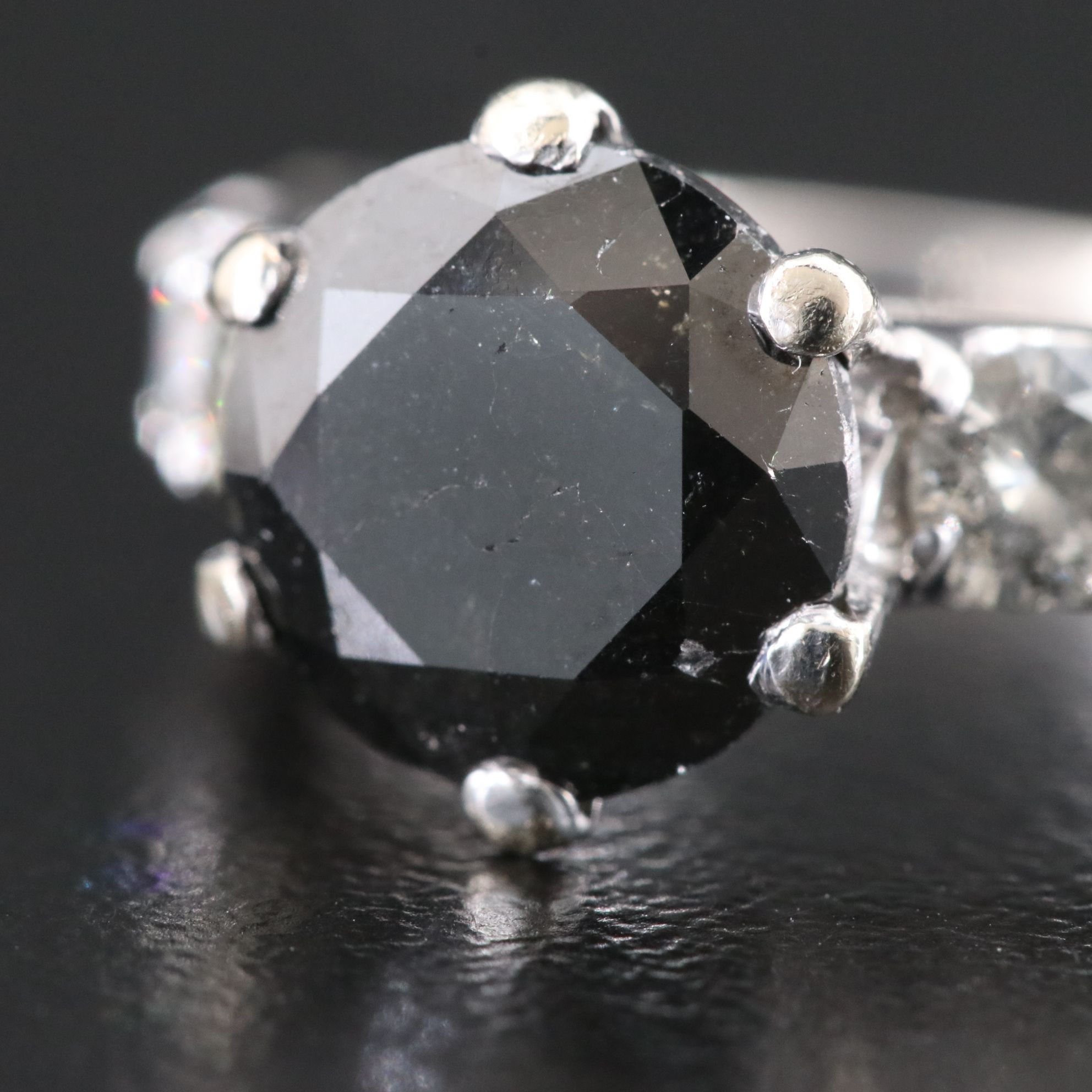 14K 3.95 CTW Diamond Ring with Fancy Black Center