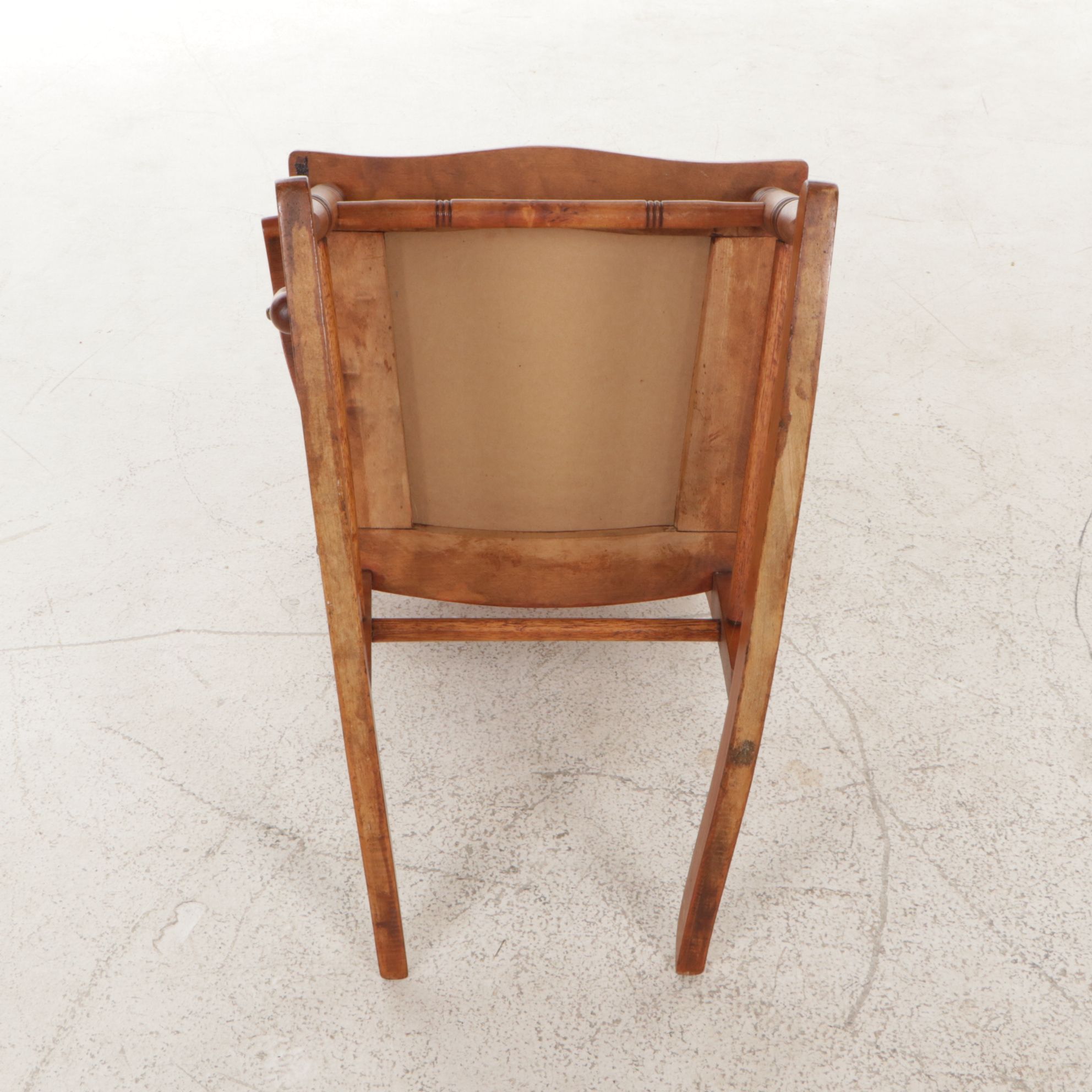 Press-Back Wood Child's Rocking Chair with Embossed Leather Seat