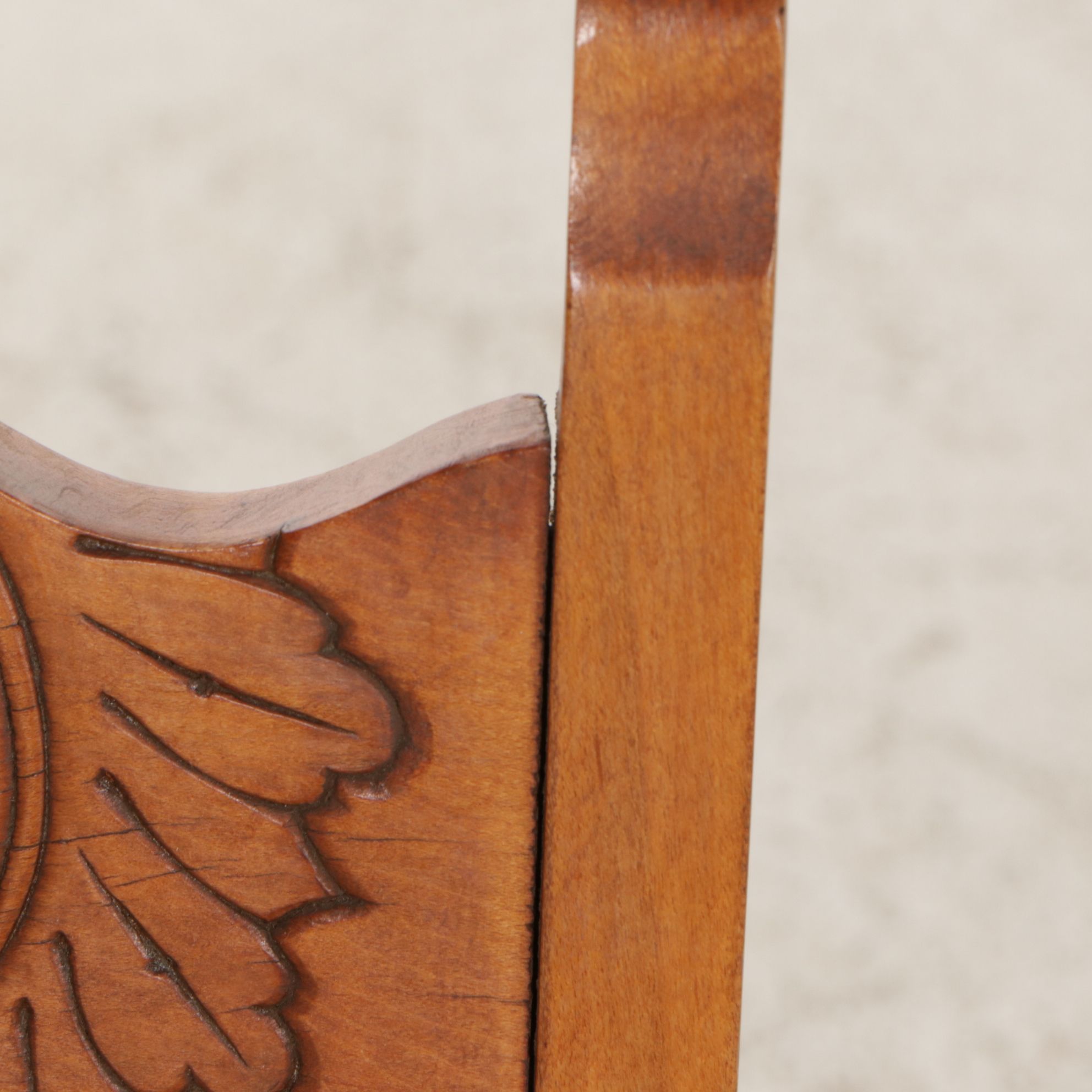 Press-Back Wood Child's Rocking Chair with Embossed Leather Seat