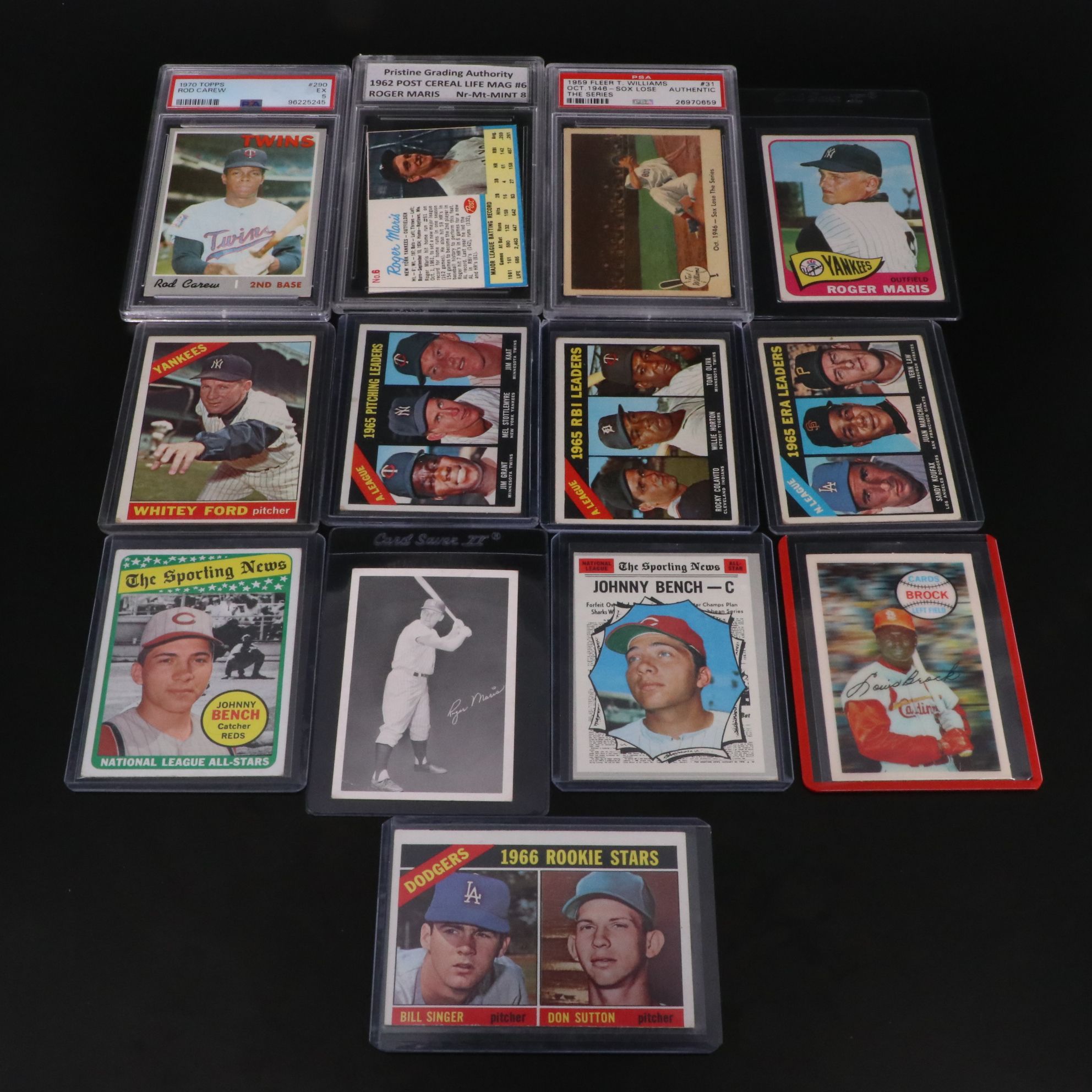 PSA Graded and Other Baseball Cards with Roger Maris, Ted Williams, and More