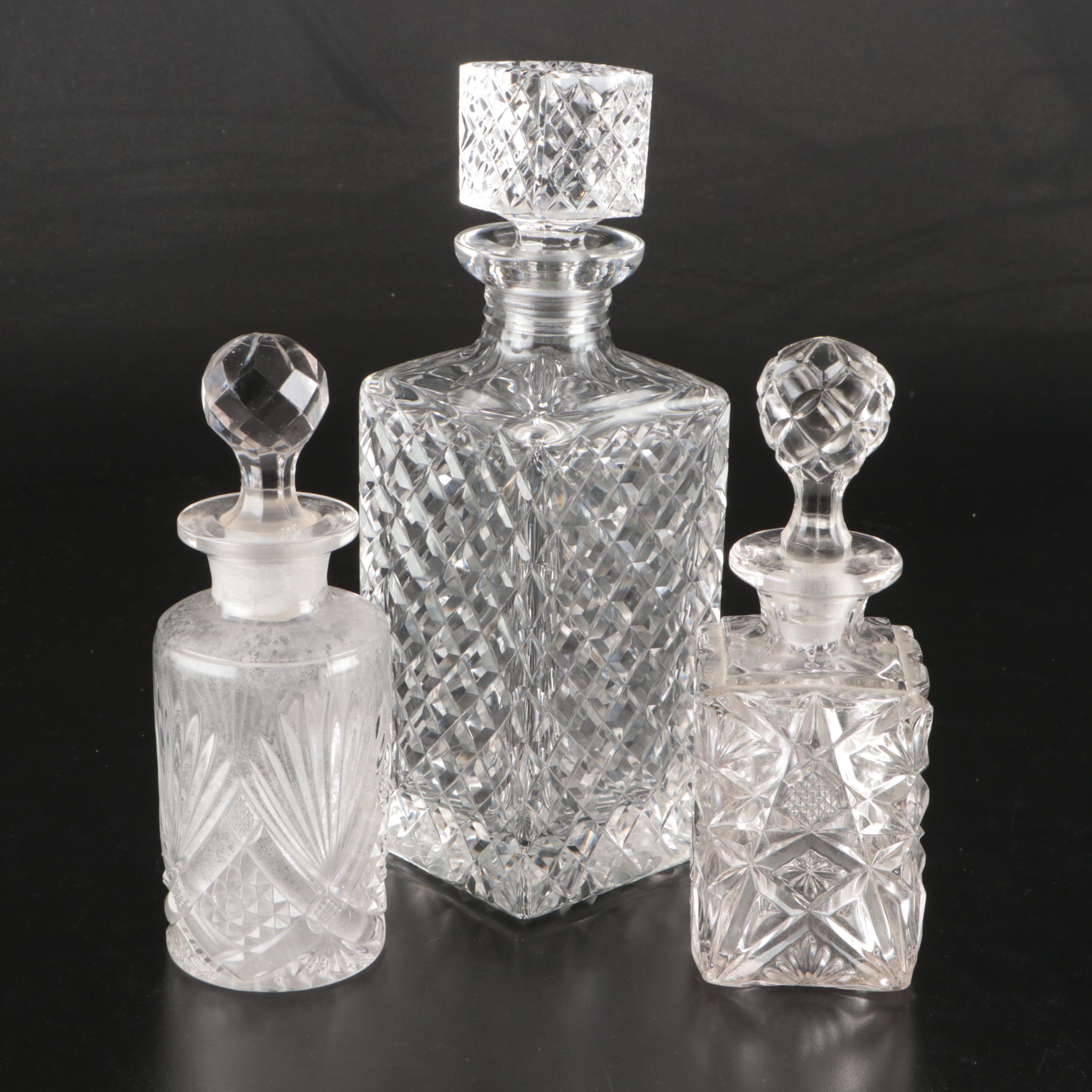 American Brilliant Style Cut Glass Perfume Bottles with Other Decanter