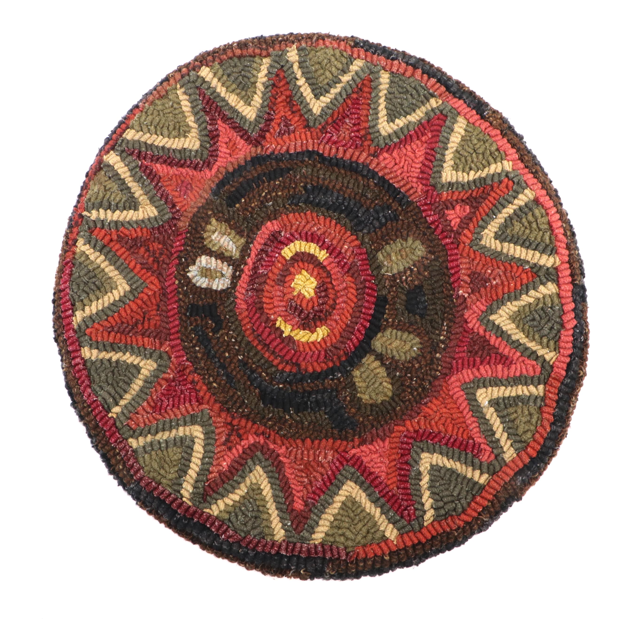 1'4 Round Hand-Hooked Floral Accent Rug