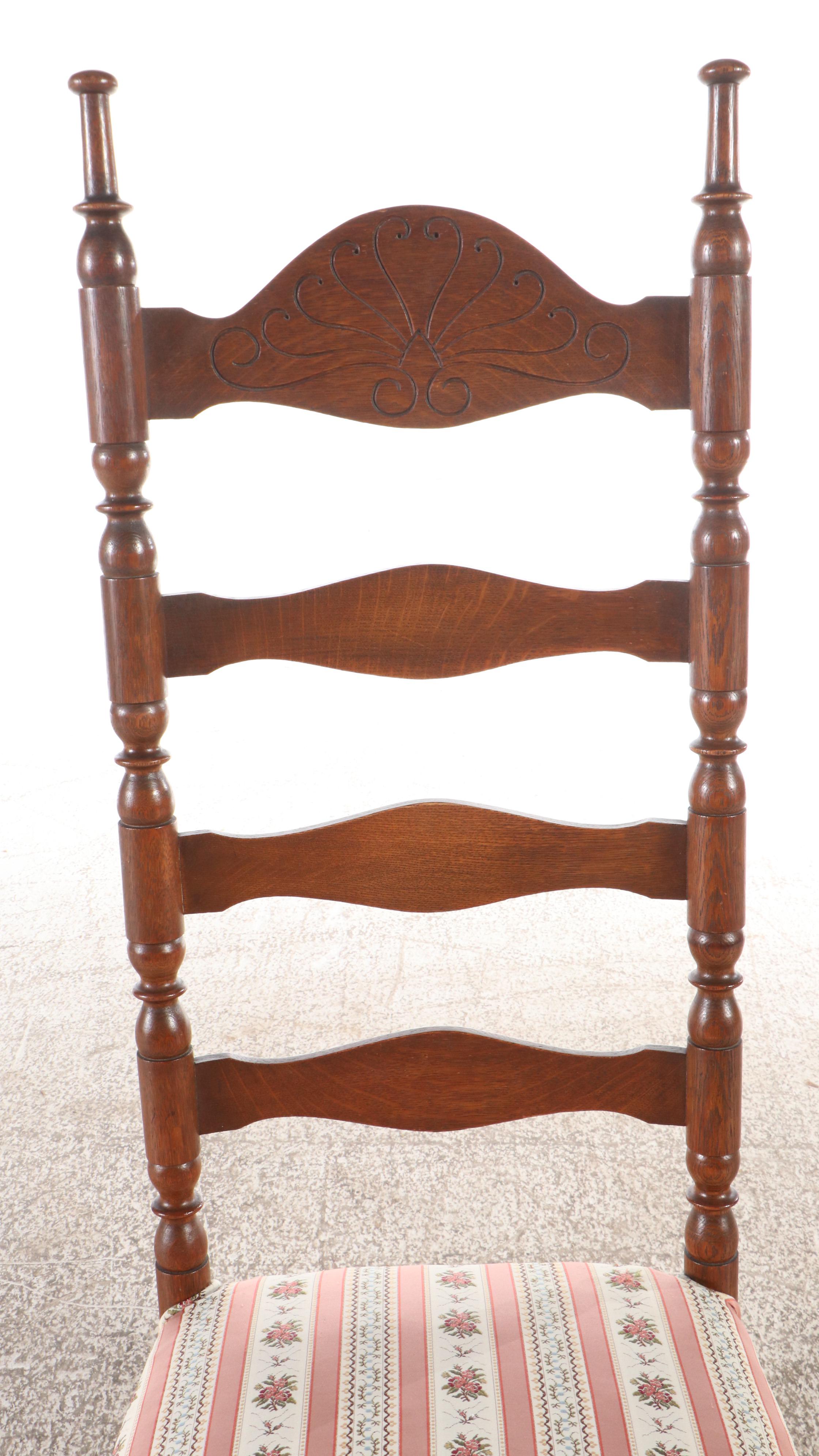 Late Victorian Ladder Back Walnut Rocking Chair