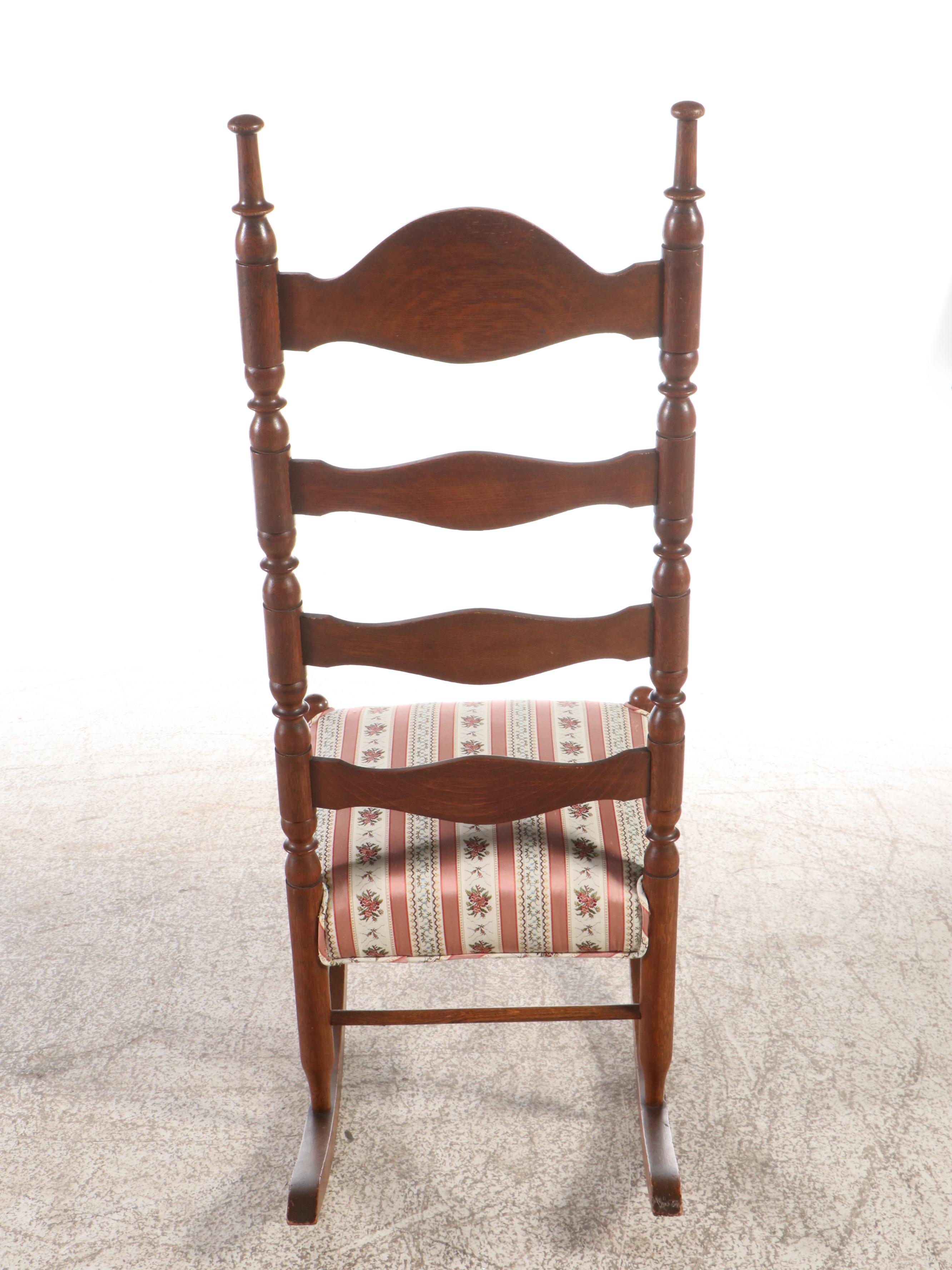 Late Victorian Ladder Back Walnut Rocking Chair