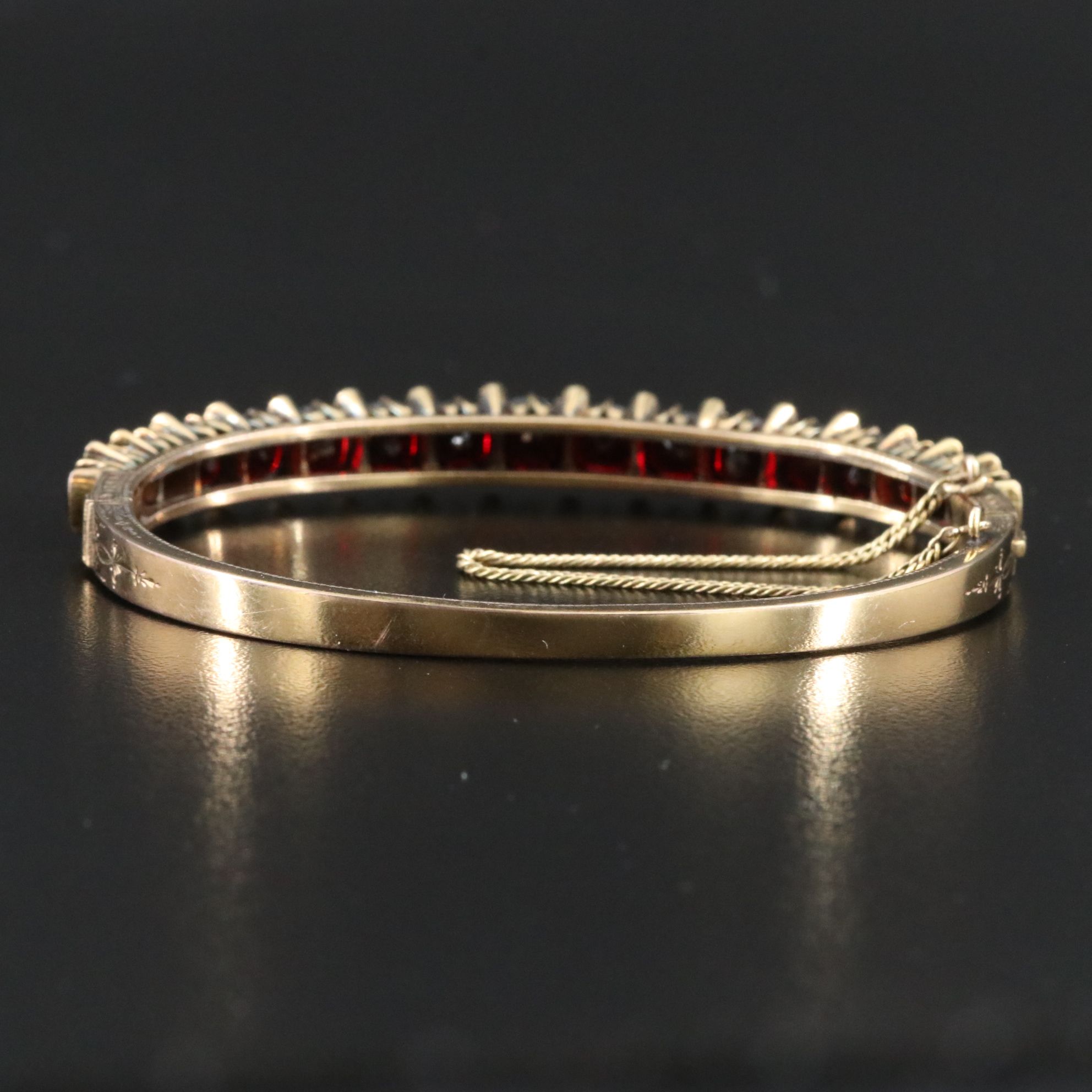 Victorian Garnet and Seed Pearl Hinged Bracelet