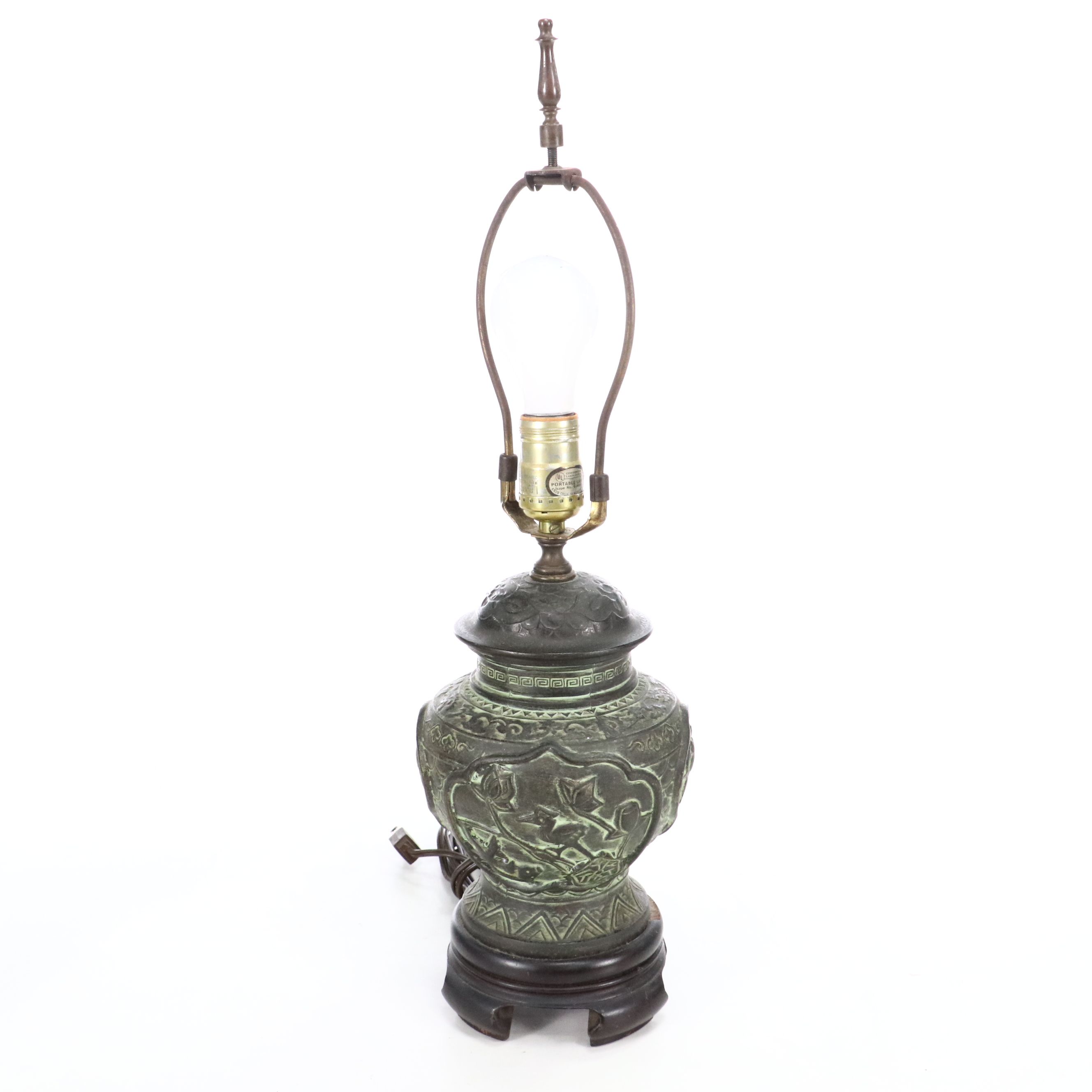 Knob Creek of Morgantown Bronzed Patina Urn Table Lamp with Paper Shade