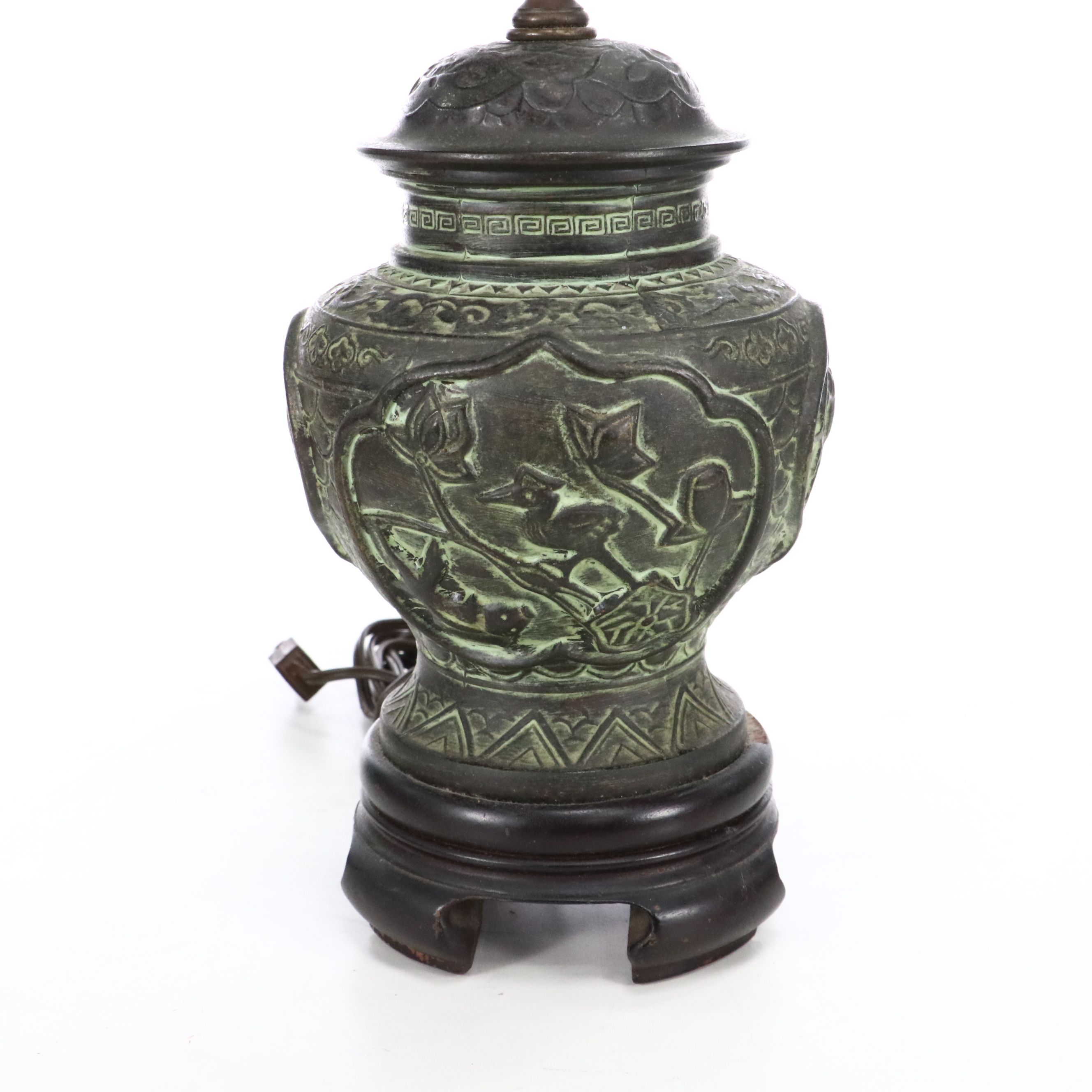 Knob Creek of Morgantown Bronzed Patina Urn Table Lamp with Paper Shade