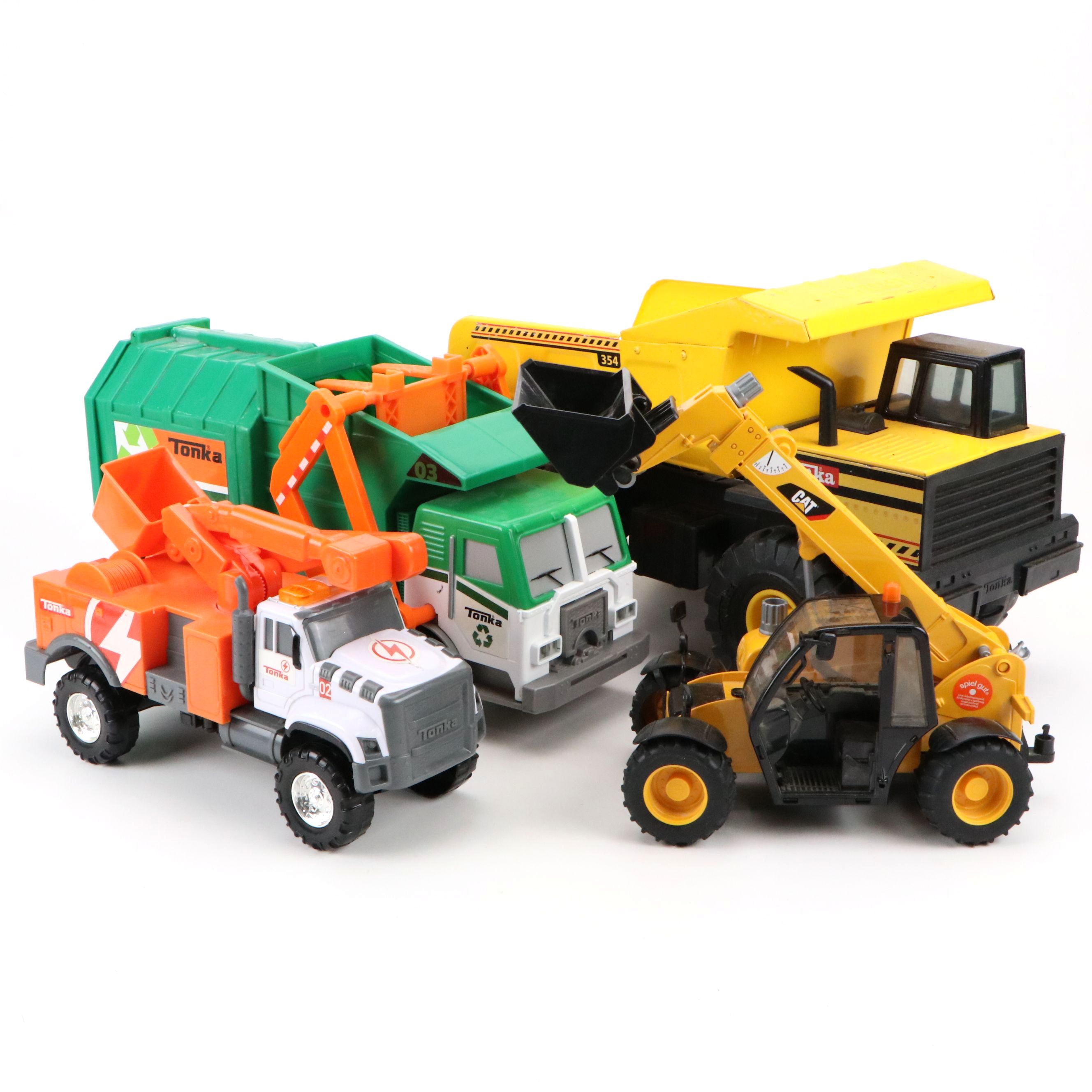 Tonka and Other Plastic Toy Construction Vehicles