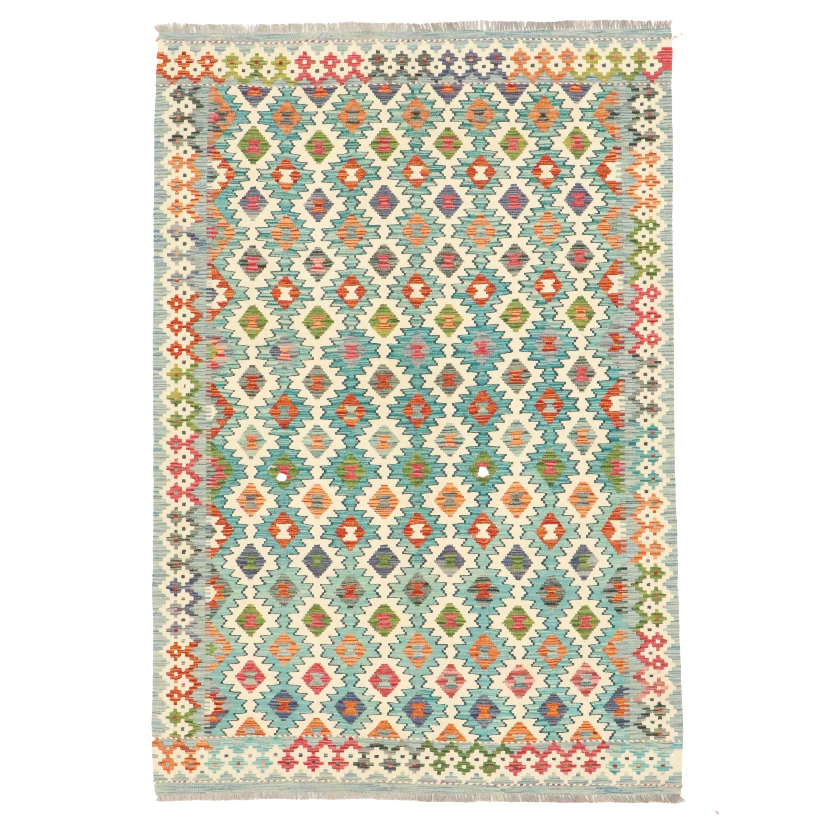 5'7 x 8'4 Handwoven Afghan Kilim Area Rug