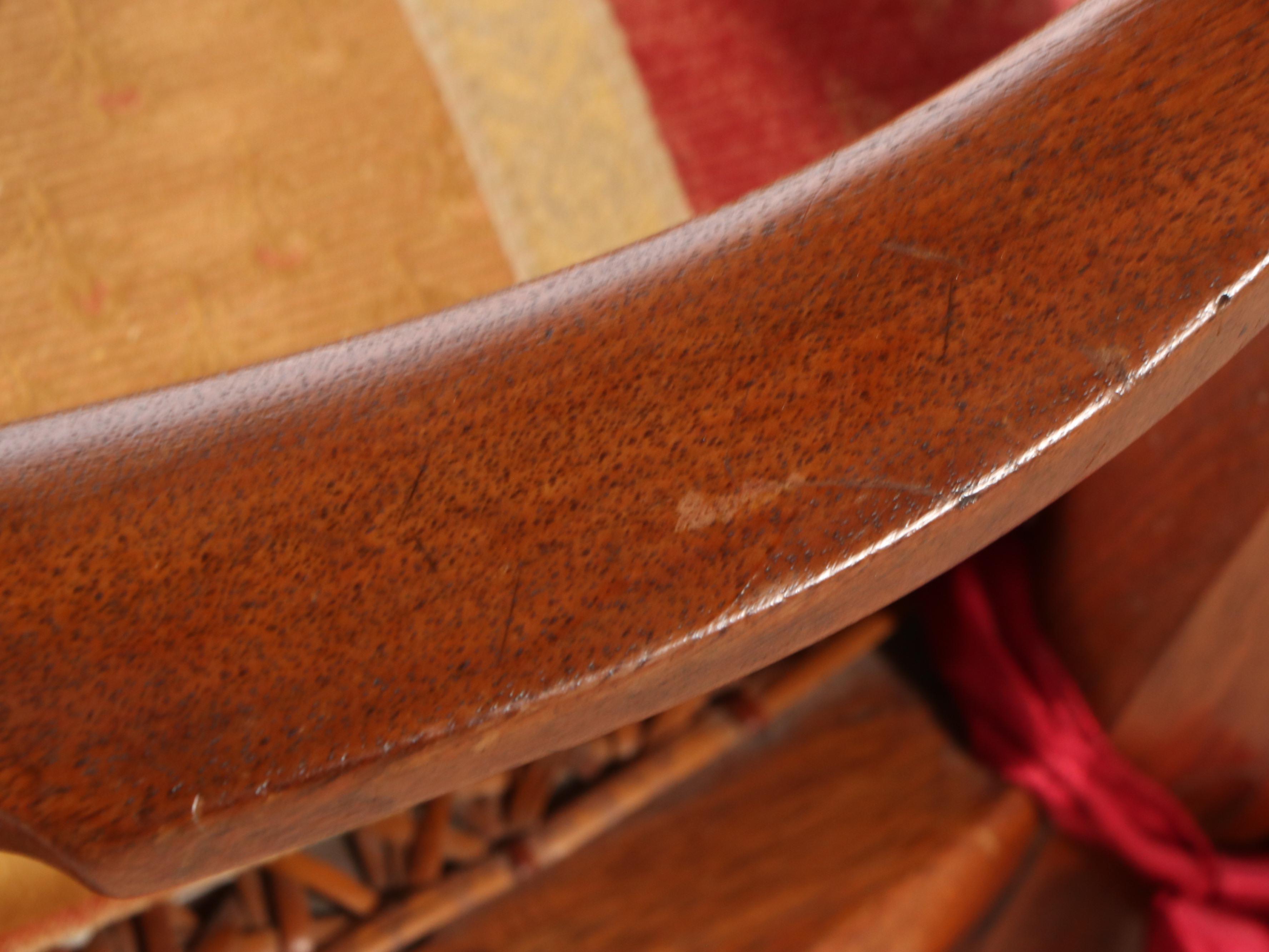 Victorian Carved Walnut Rocking Chair with Rattan Back and Seat