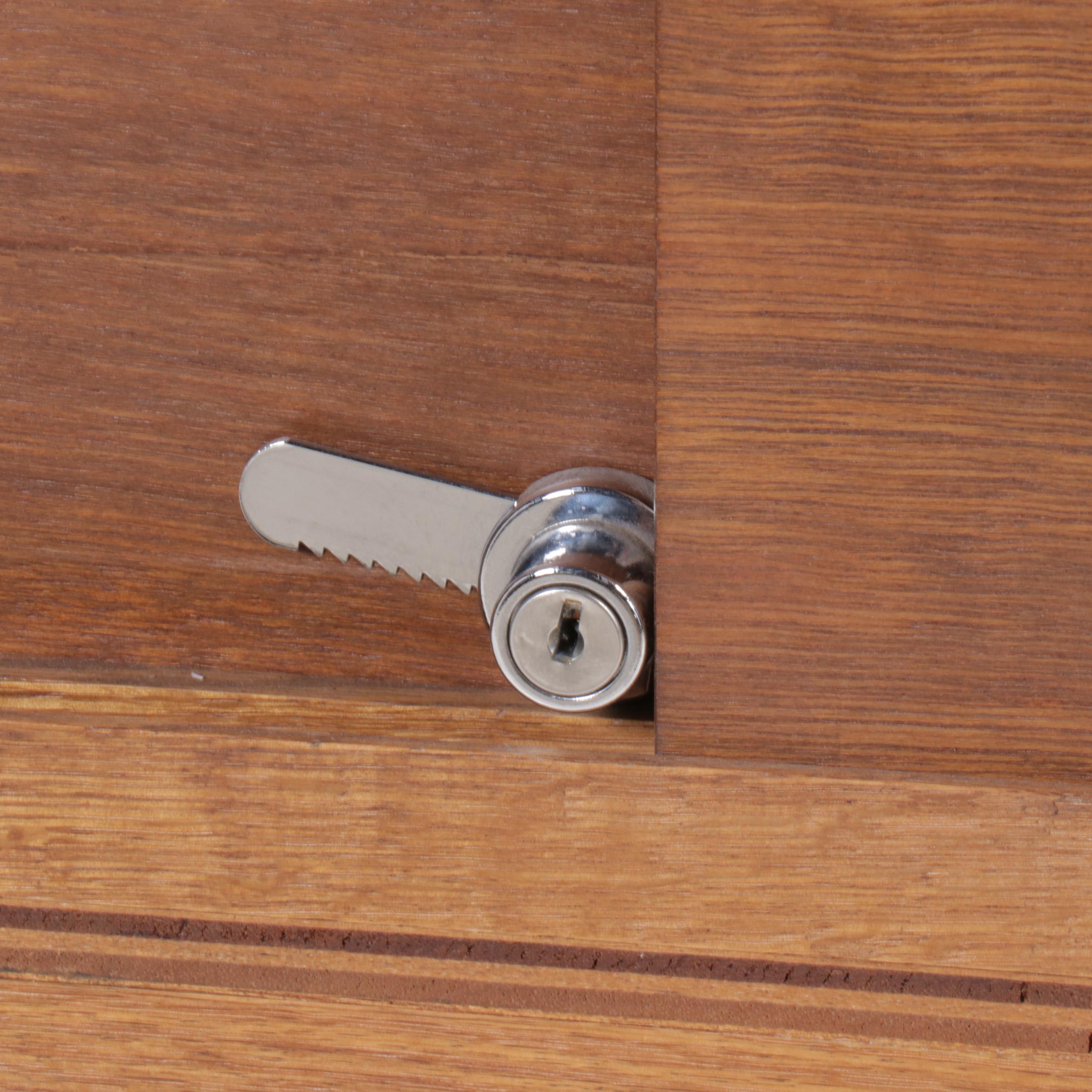 Mid Century Modern Style Oak Glass Front Display Case, Mid to Late 20th Century