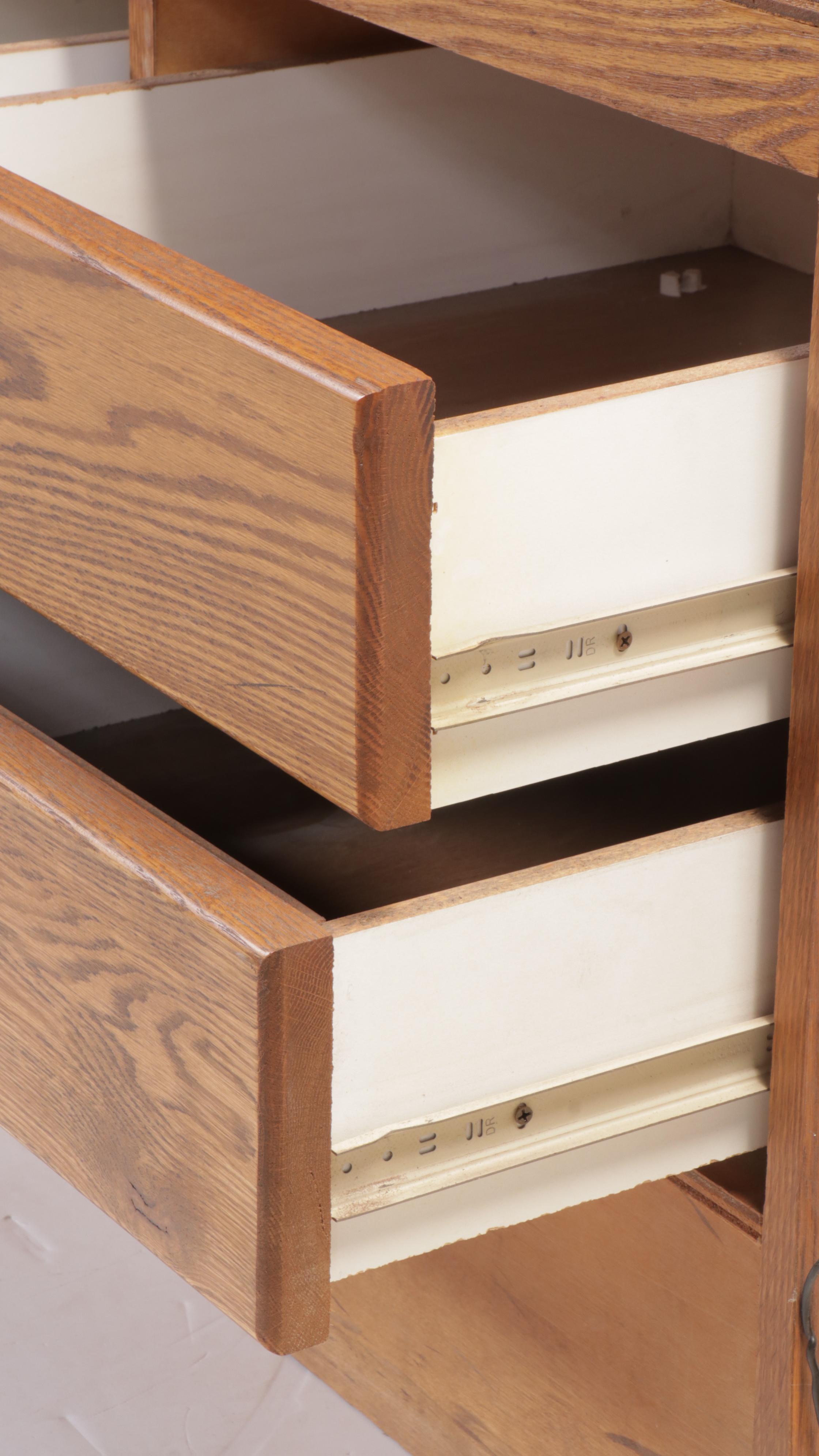 Mid Century Modern Style Oak Glass Front Display Case, Mid to Late 20th Century