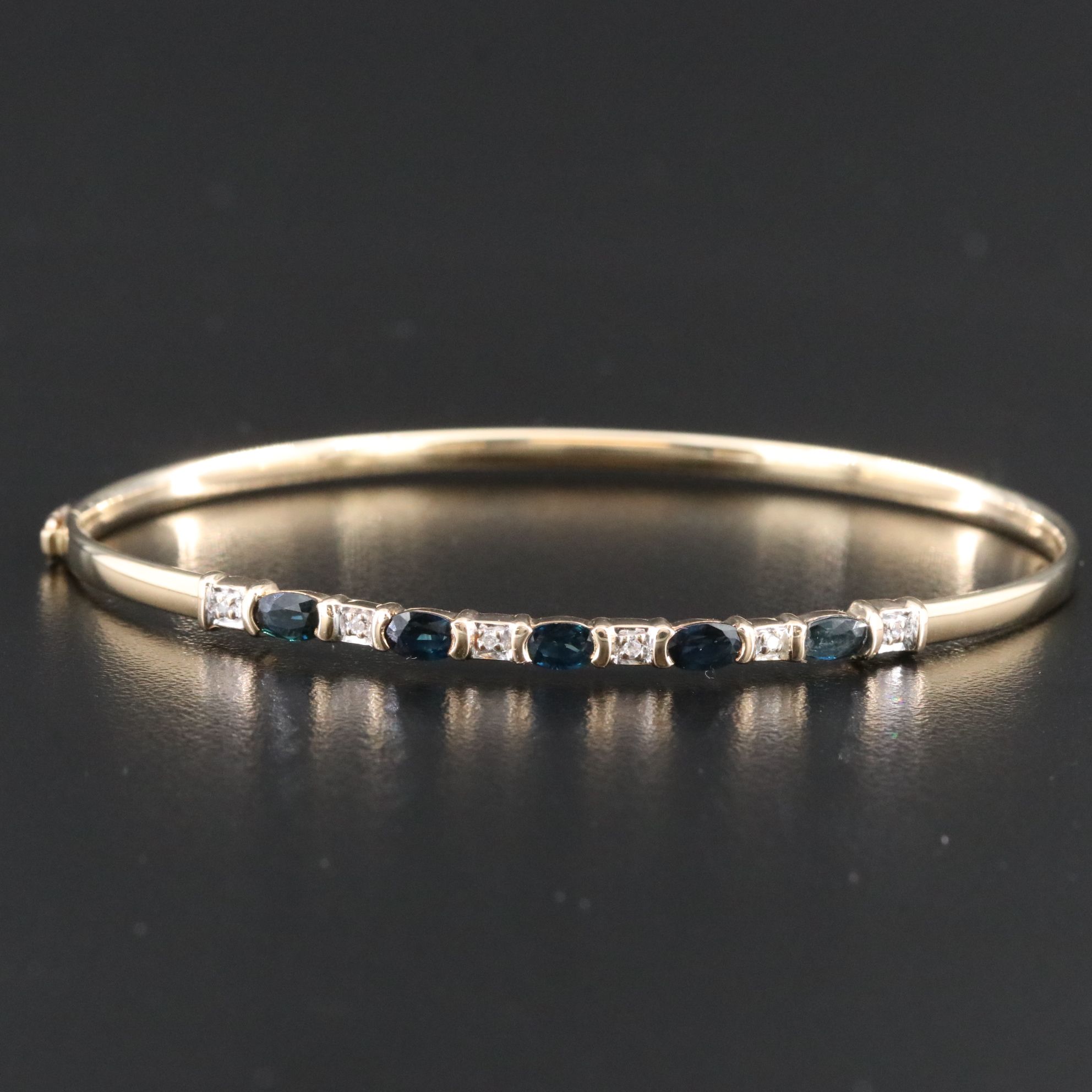 14K Sapphire and Diamond Hinged Bracelet