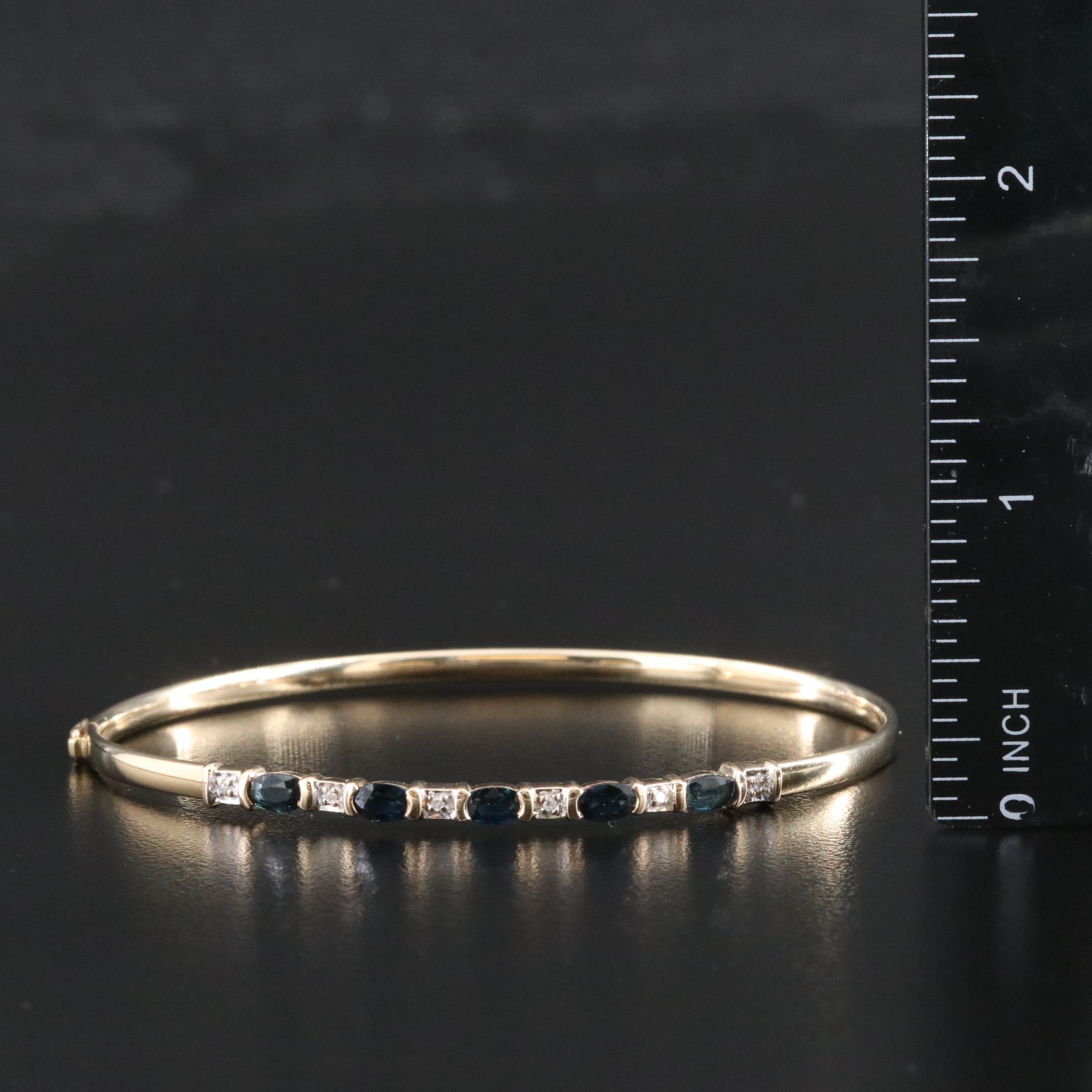 14K Sapphire and Diamond Hinged Bracelet