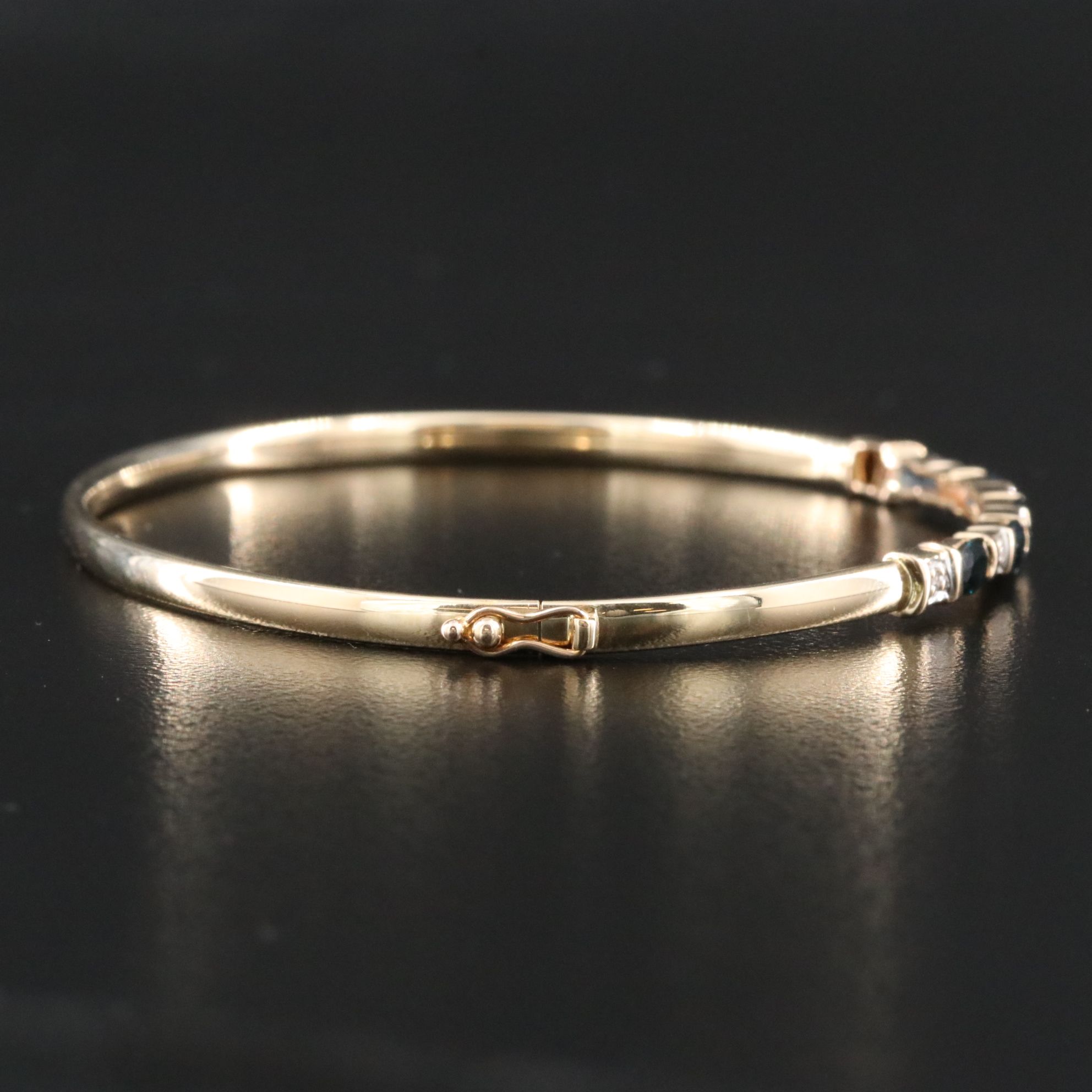 14K Sapphire and Diamond Hinged Bracelet
