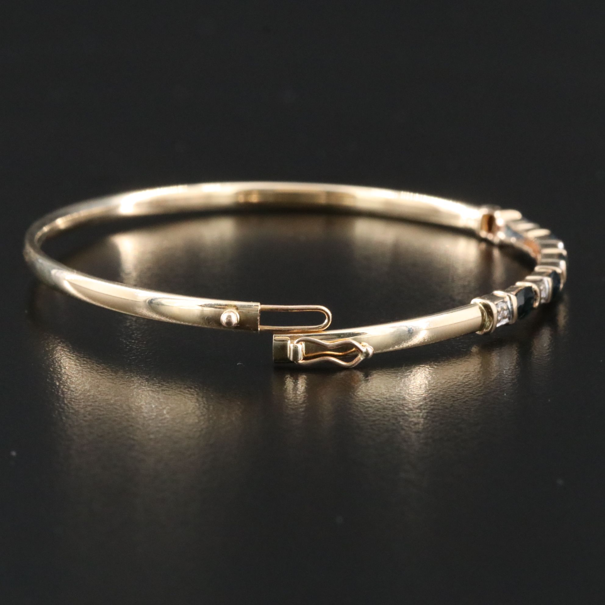 14K Sapphire and Diamond Hinged Bracelet