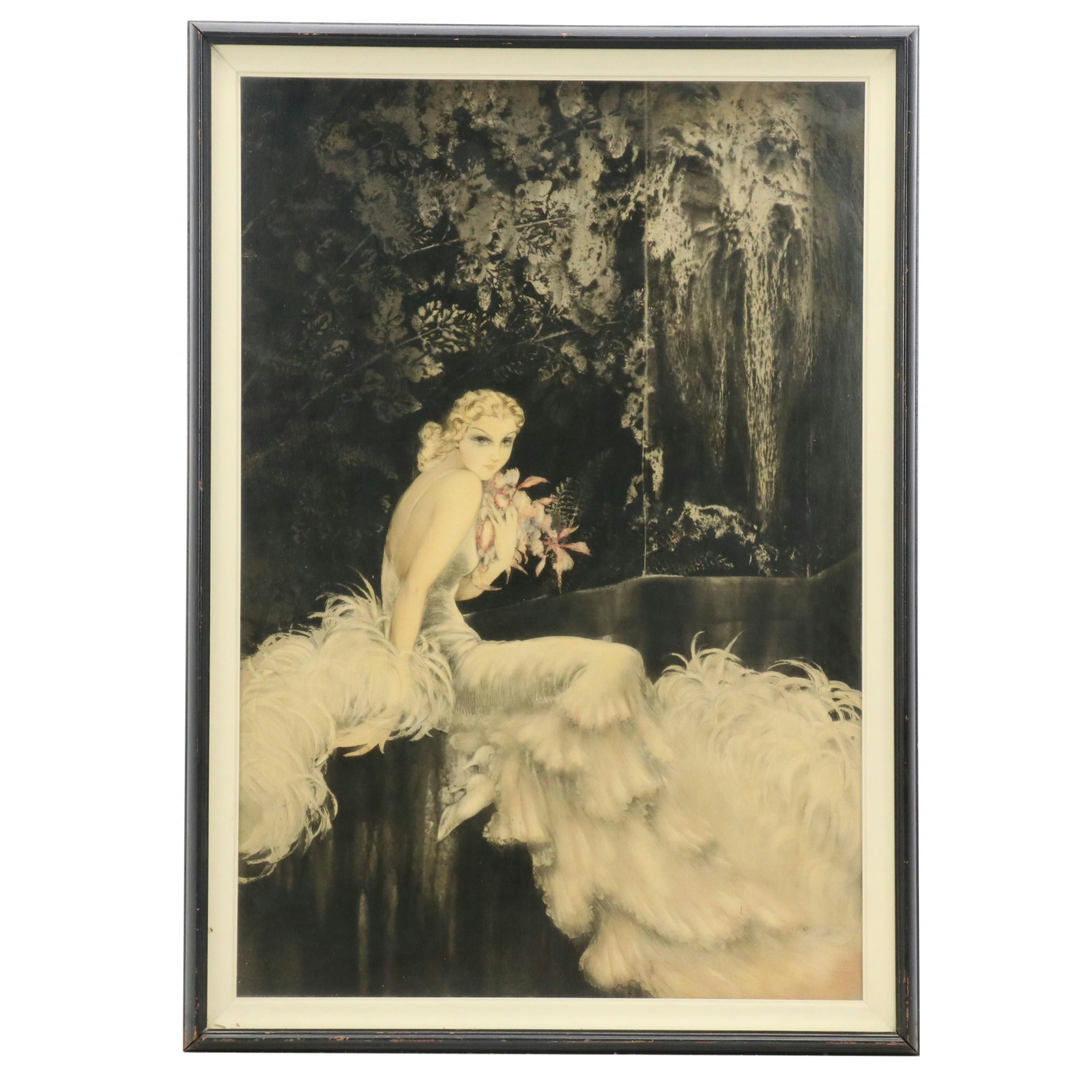 Louis Icart Hand-Colored and Lacquered Etching "Les Orchidées," 1937