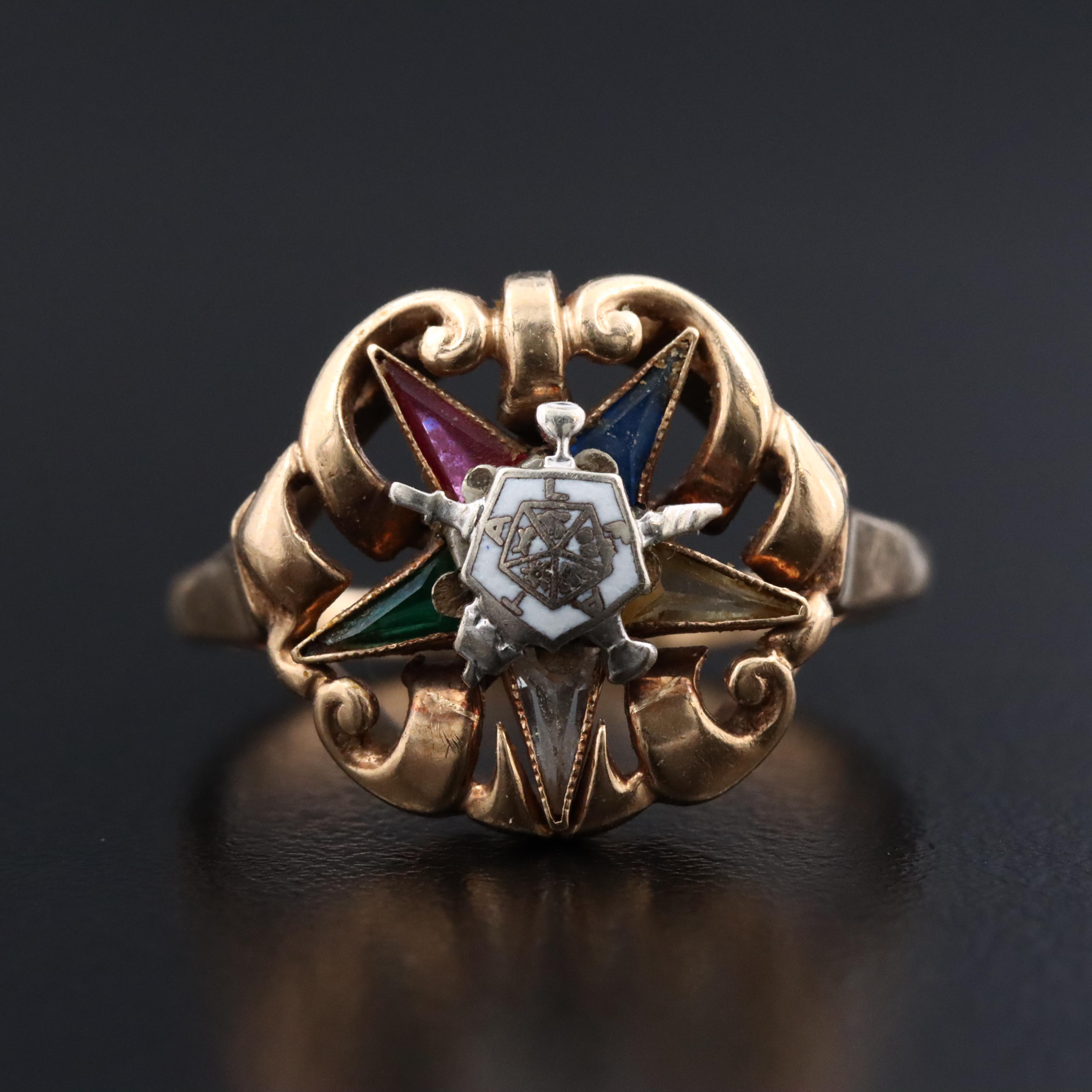 10K Rose Gold Order of the Eastern Star Ring
