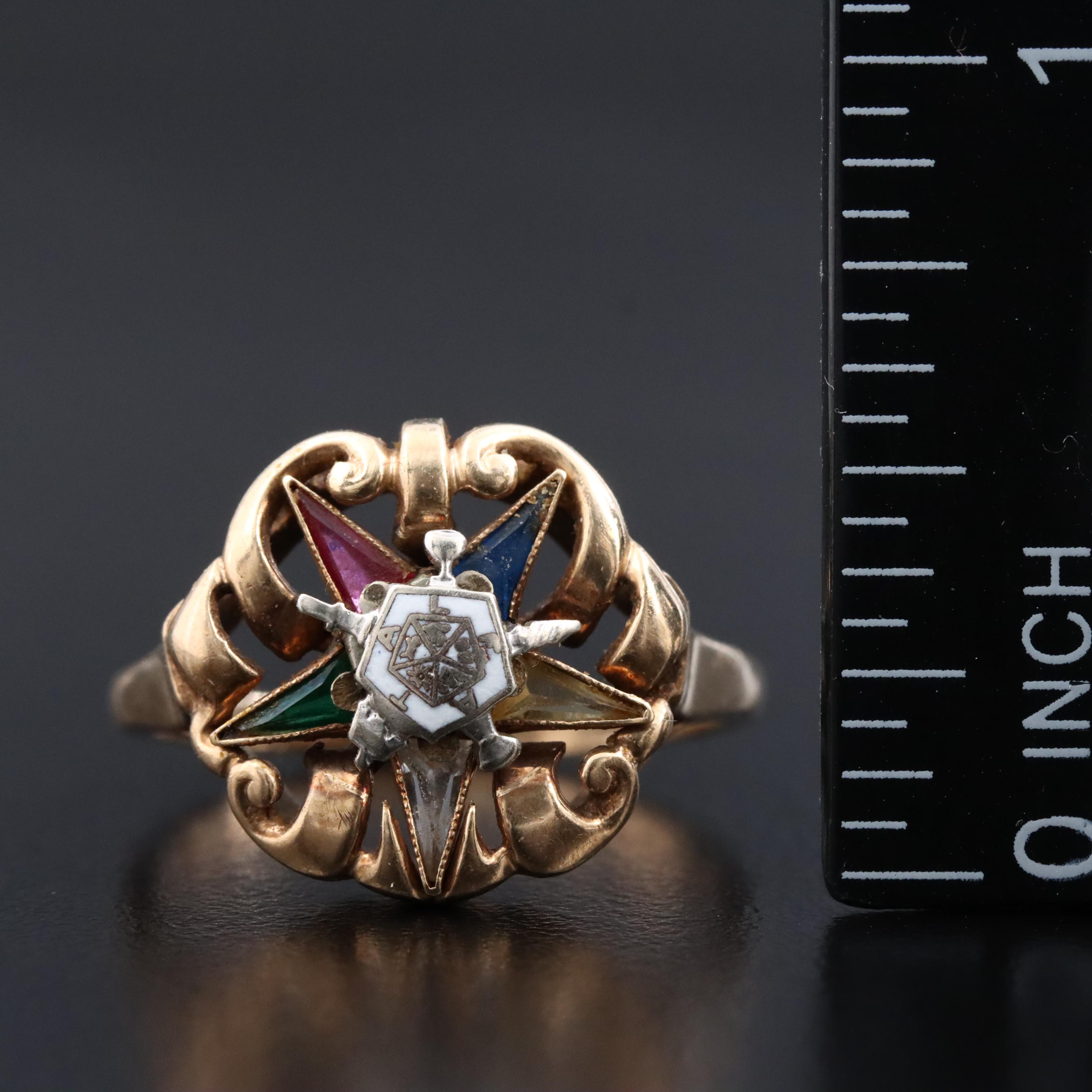 10K Rose Gold Order of the Eastern Star Ring