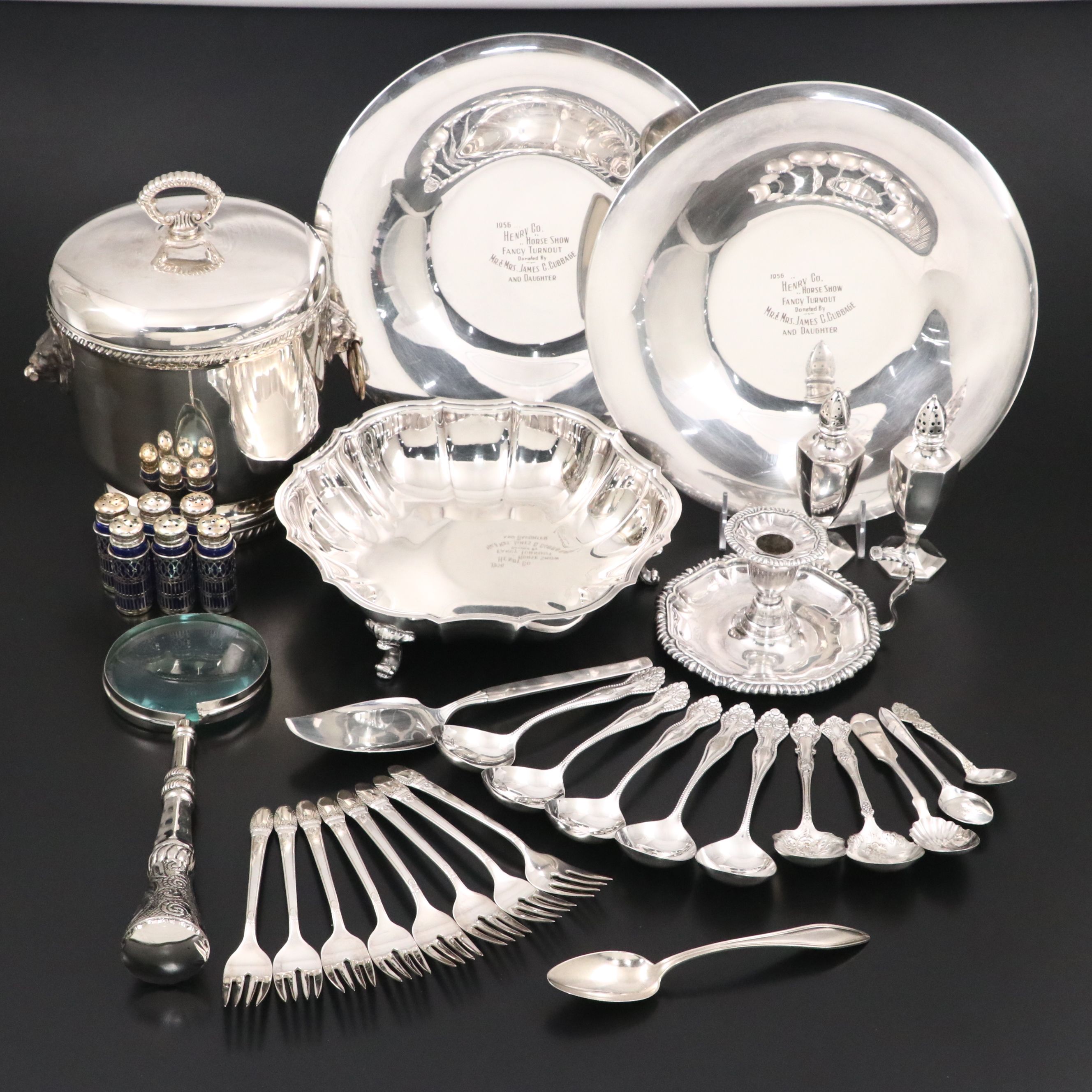Vintage Presentation Plates with Other Silver Plate Tableware