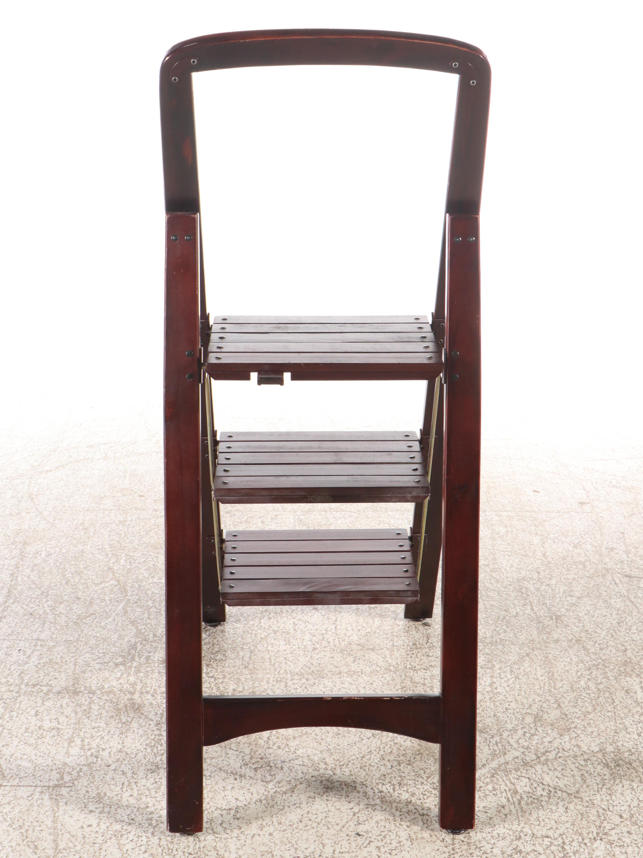 Mahogany Finish Wood Step Stool