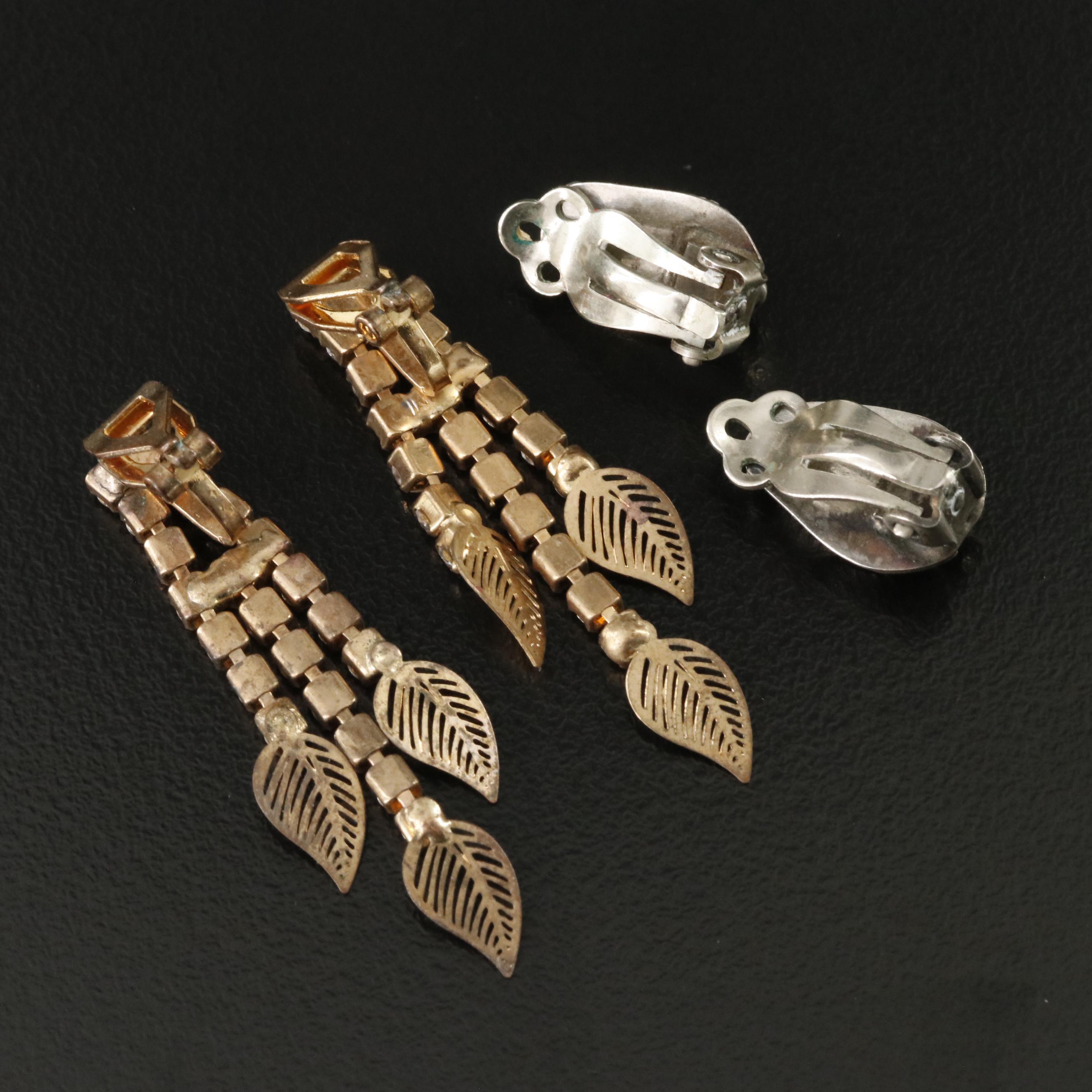 Vintage Rhinestone Drop and Southwestern Turquoise Earrings