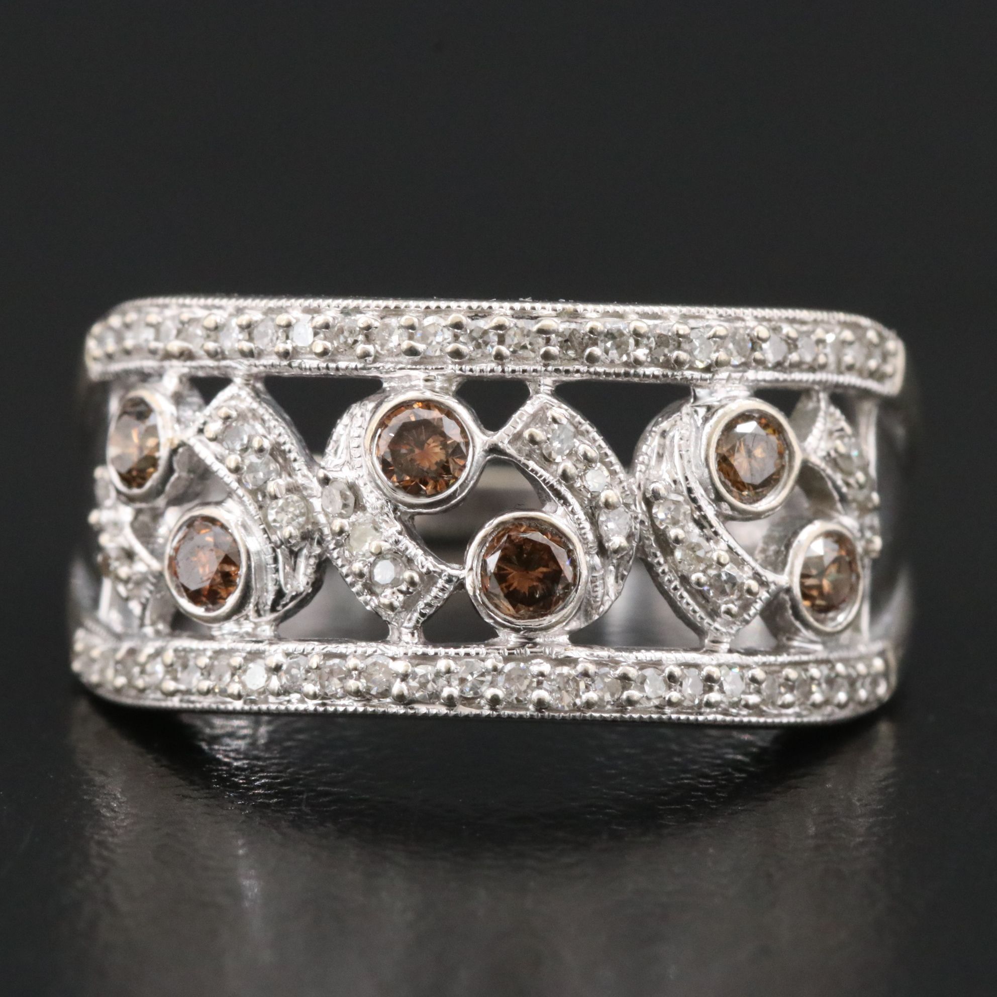 10K 0.48 CTW Diamond Ring Including Fancy Brown