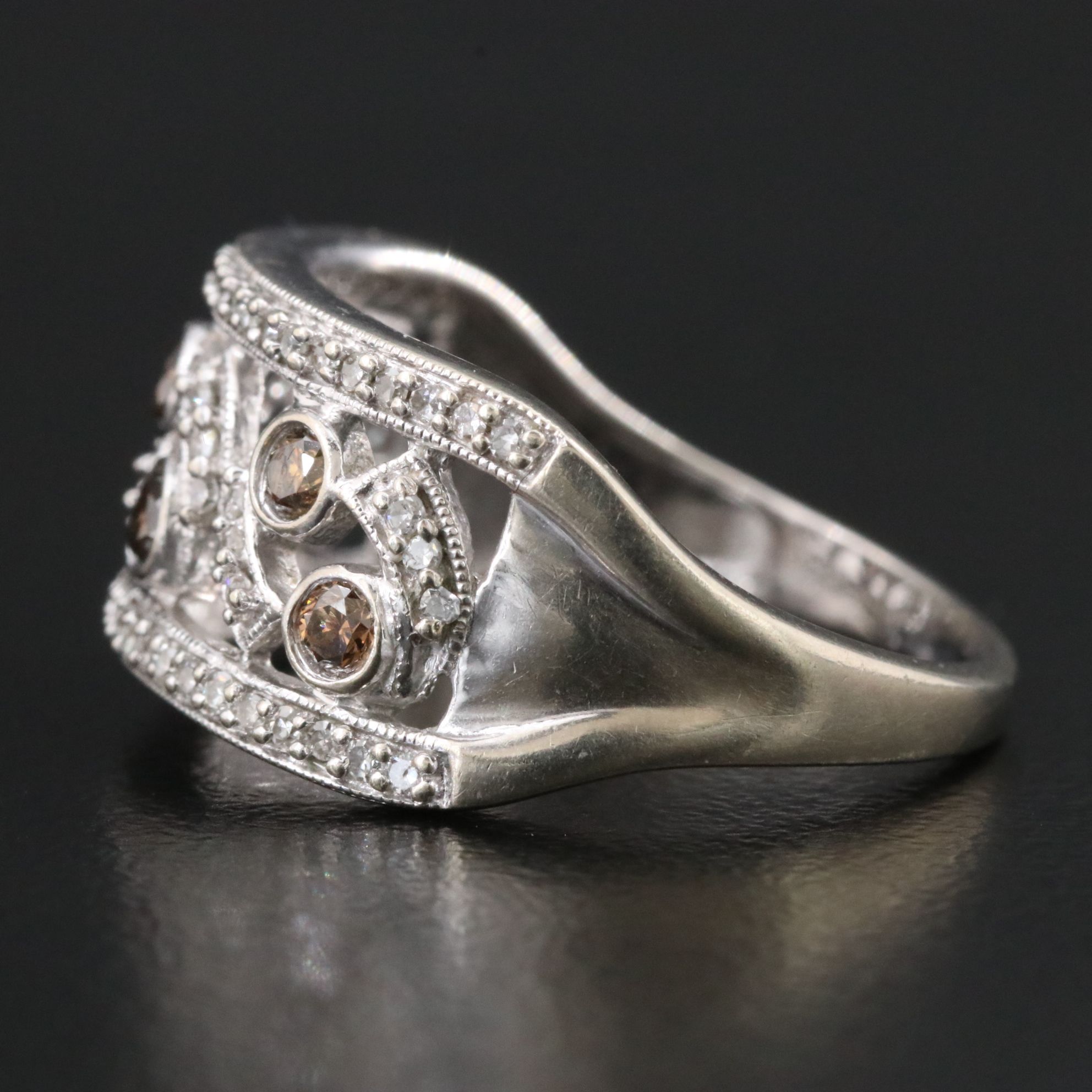 10K 0.48 CTW Diamond Ring Including Fancy Brown