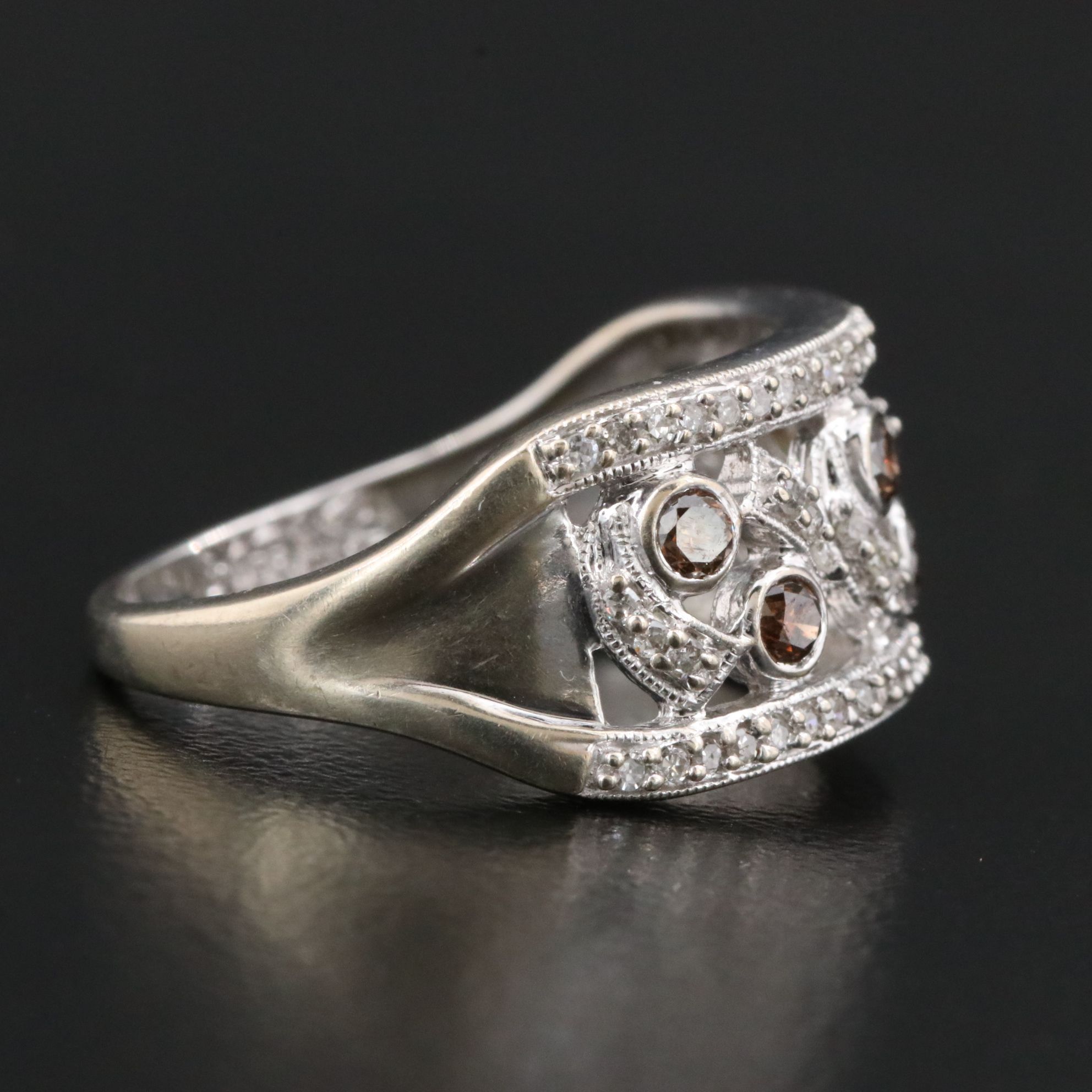 10K 0.48 CTW Diamond Ring Including Fancy Brown