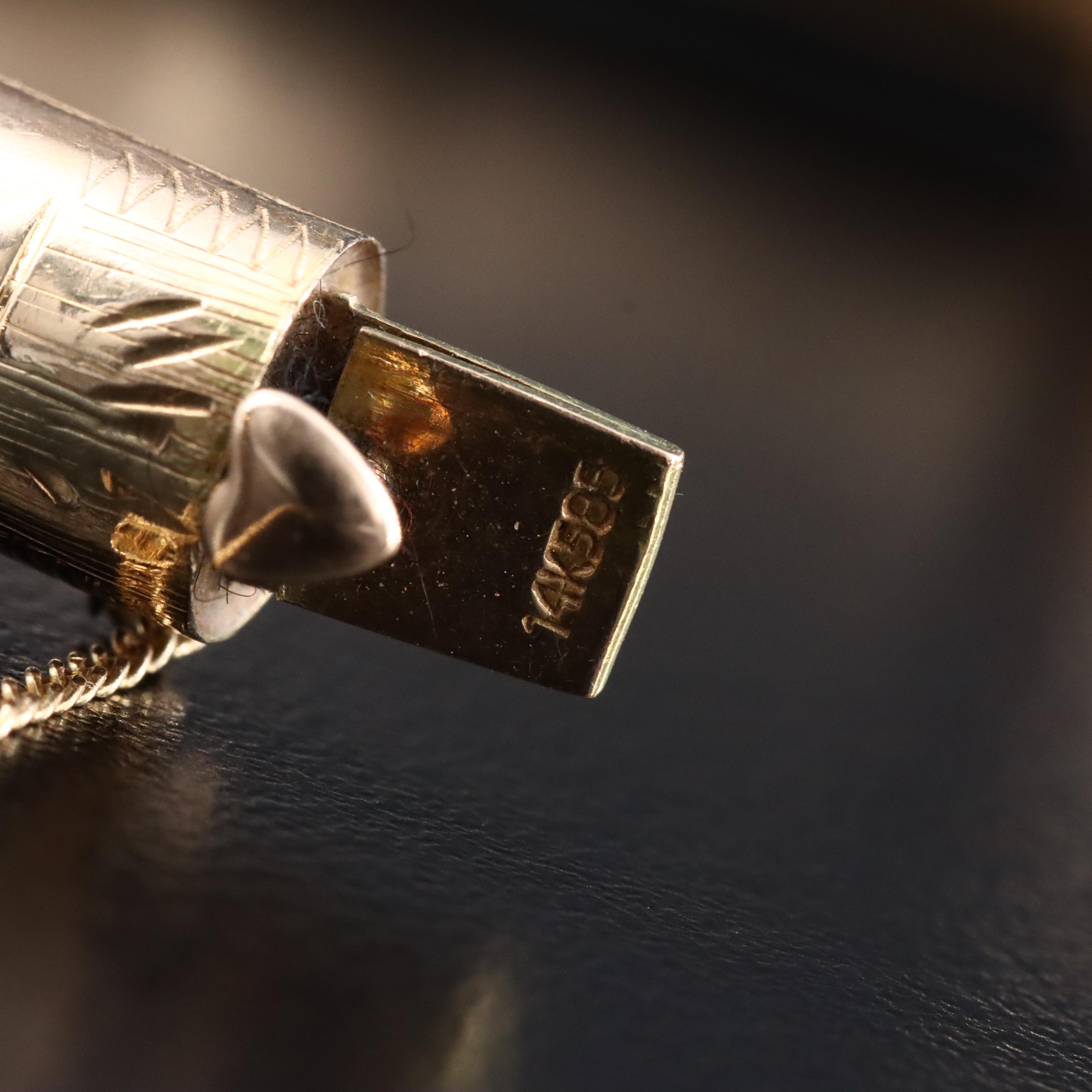 14K and Obsidian Hinged Bangle Bracelet