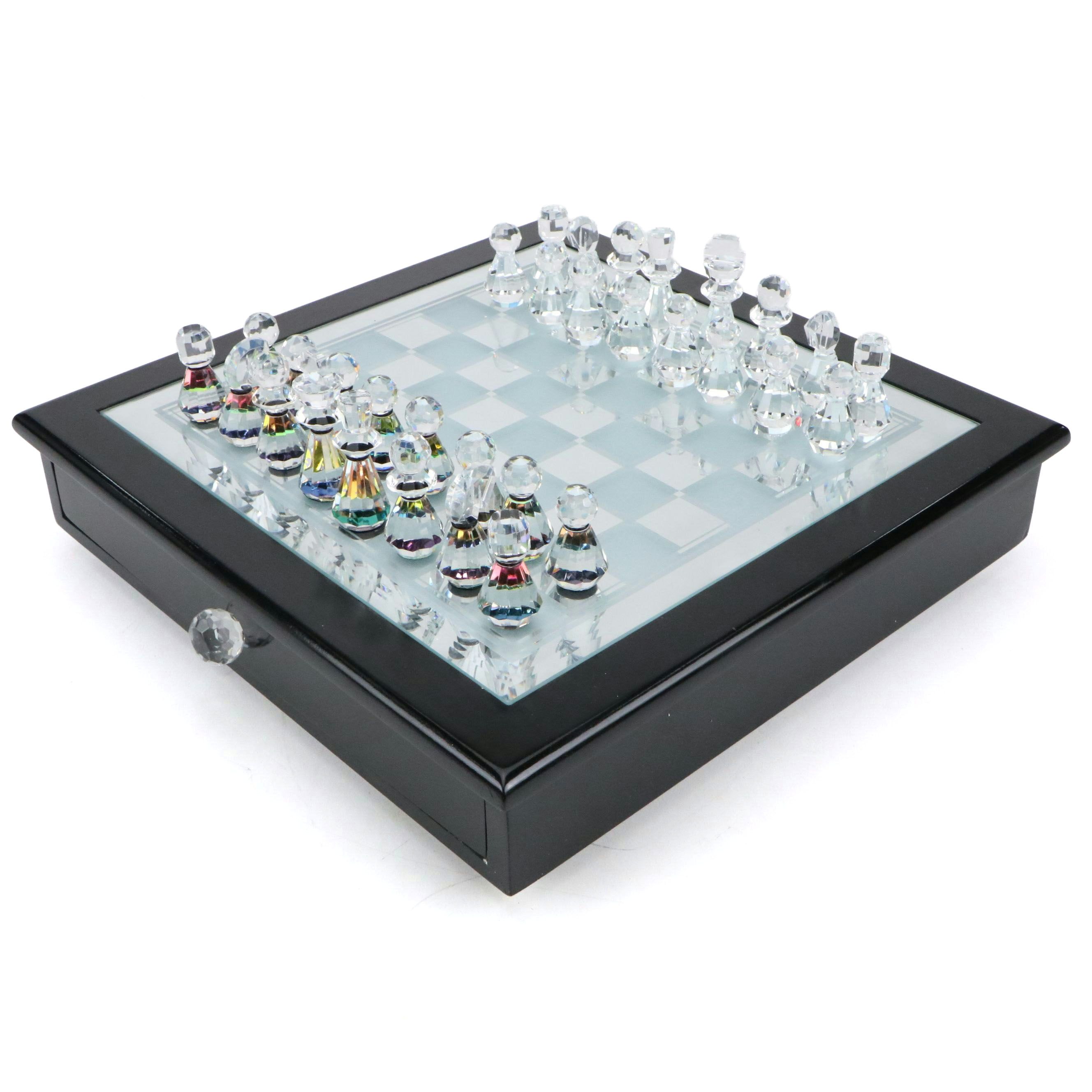 Shannon Crystal Chess Set with Original Box