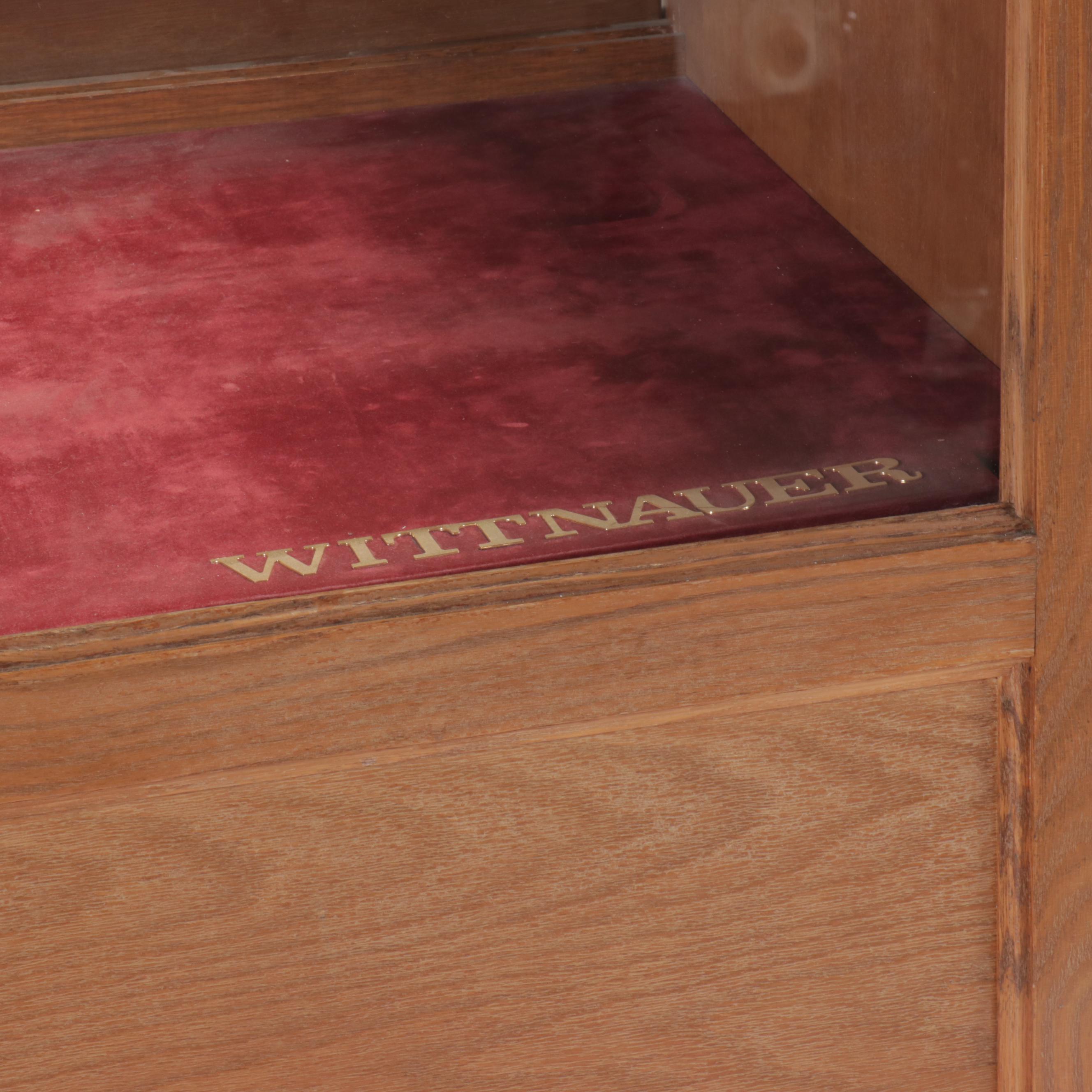 Mid Century Style Oak Glass Front Display Cabinet, Mid to Late 20th Century