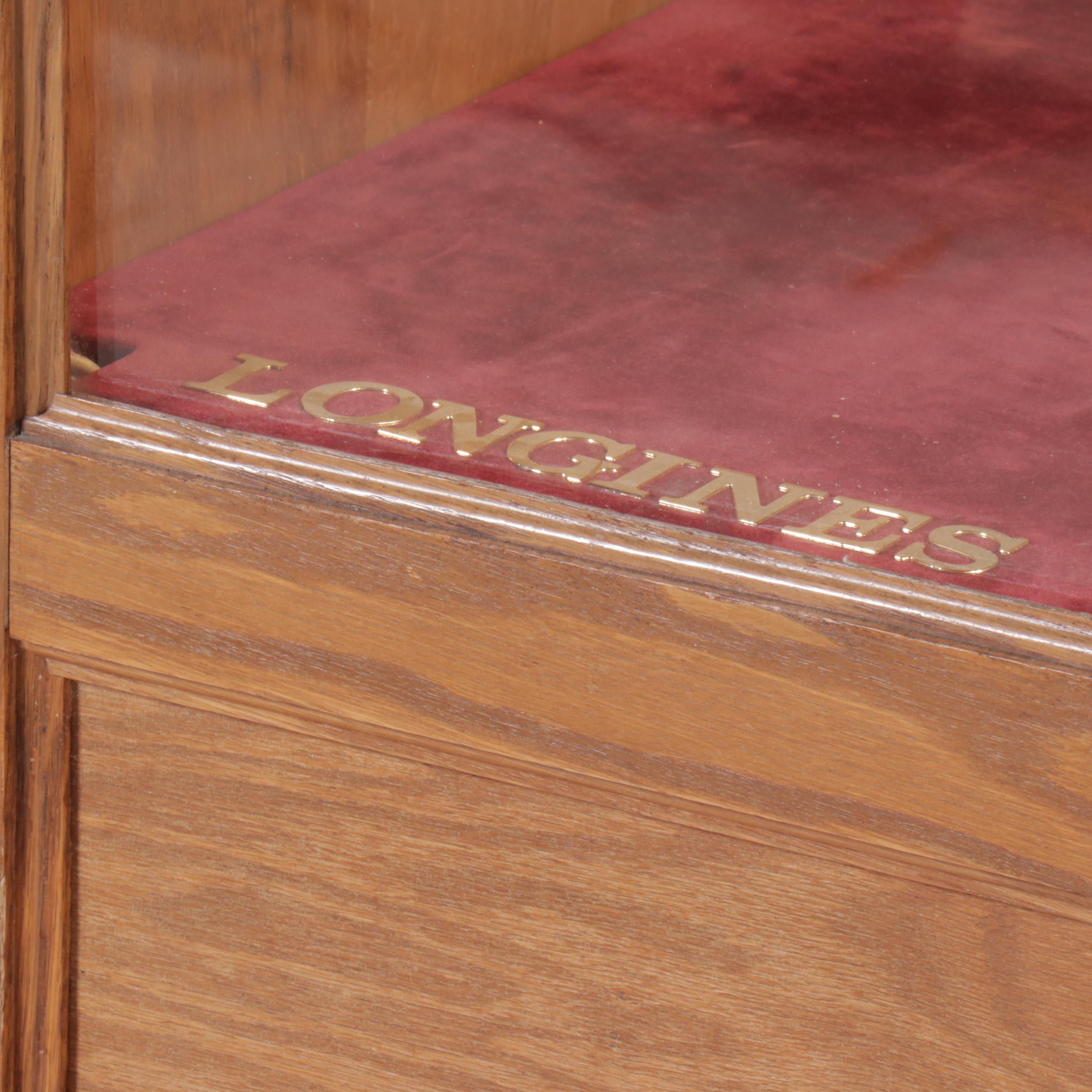 Mid Century Style Oak Glass Front Display Cabinet, Mid to Late 20th Century