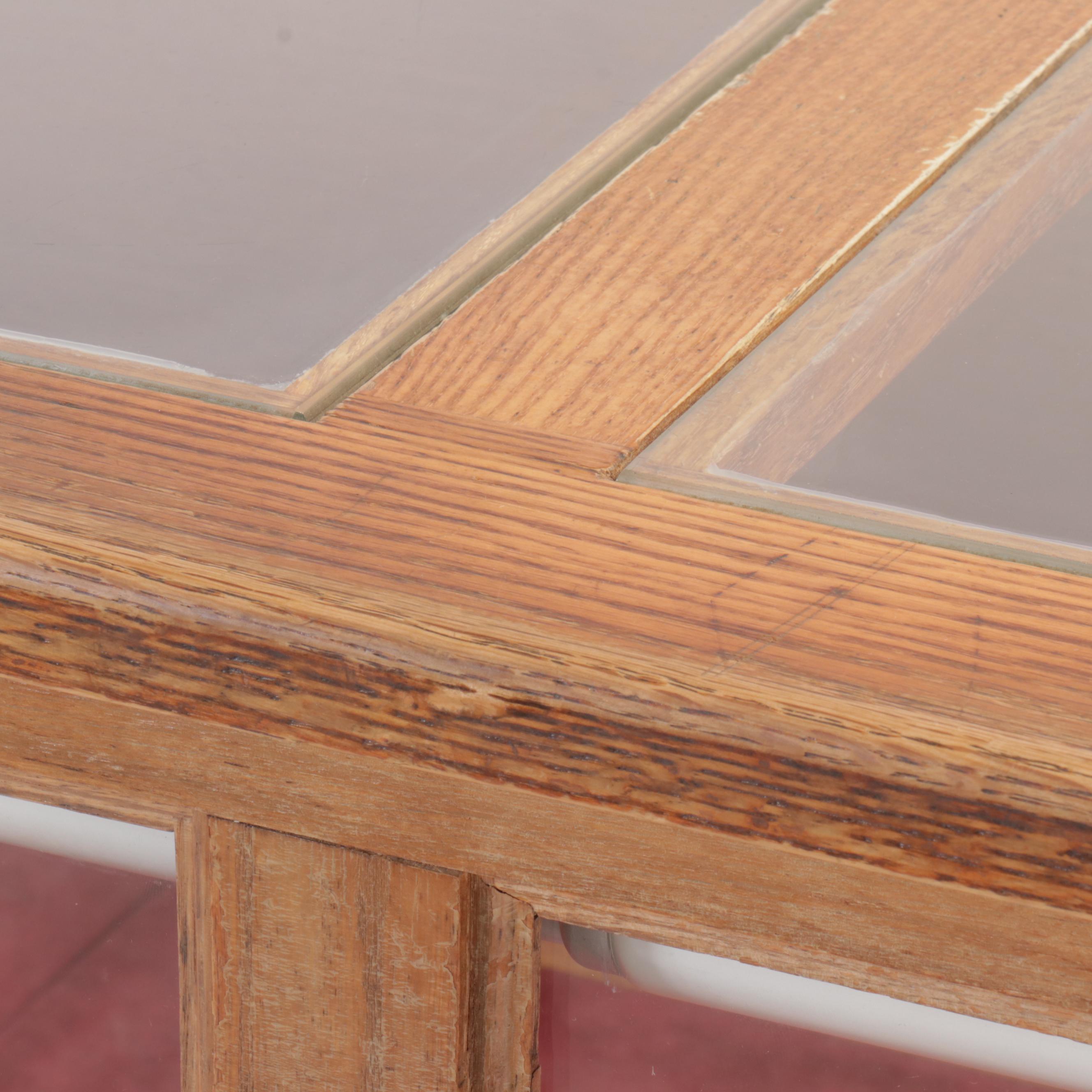 Mid Century Style Oak Glass Front Display Cabinet, Mid to Late 20th Century