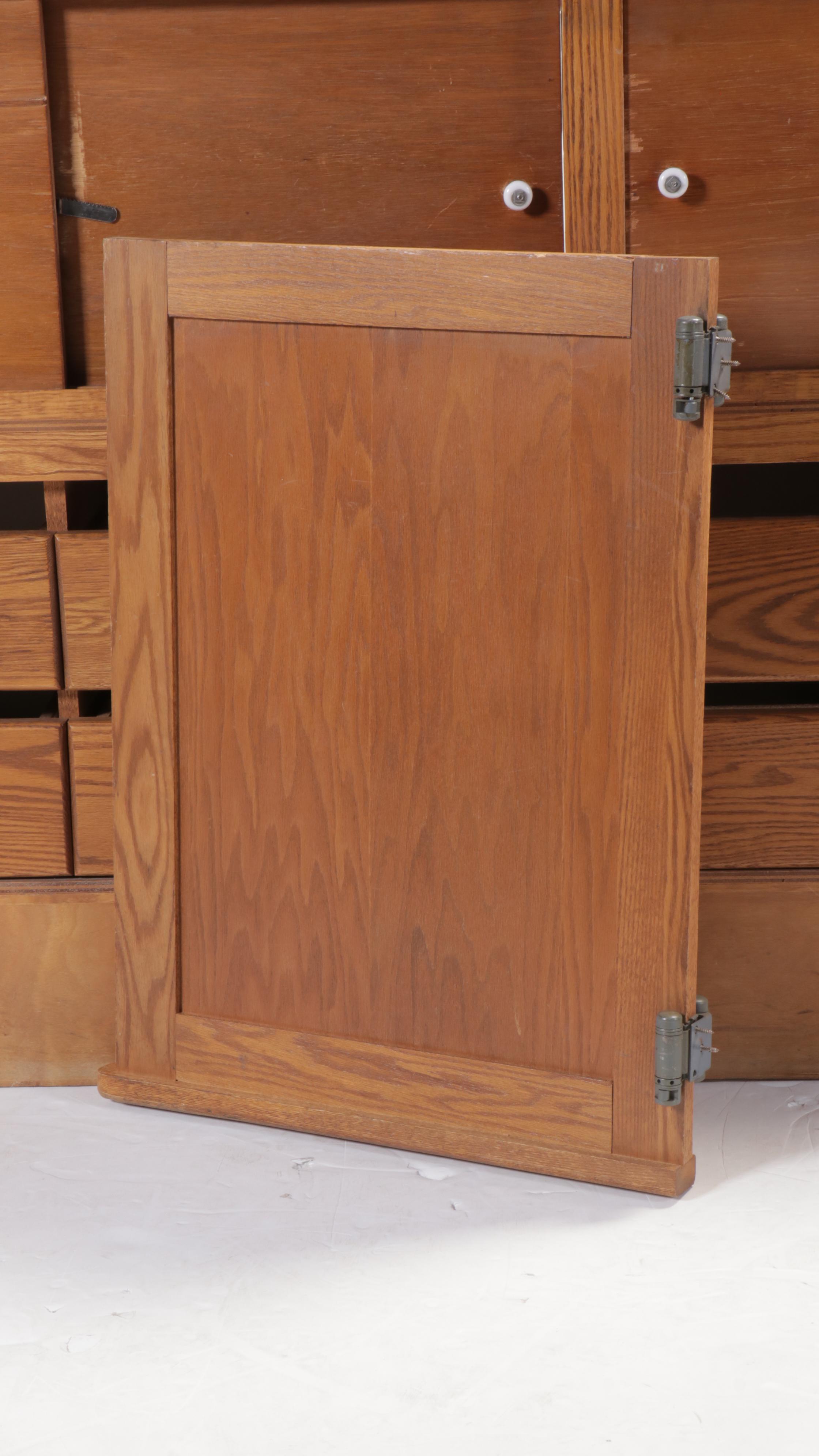 Mid Century Style Oak Glass Front Display Cabinet, Mid to Late 20th Century