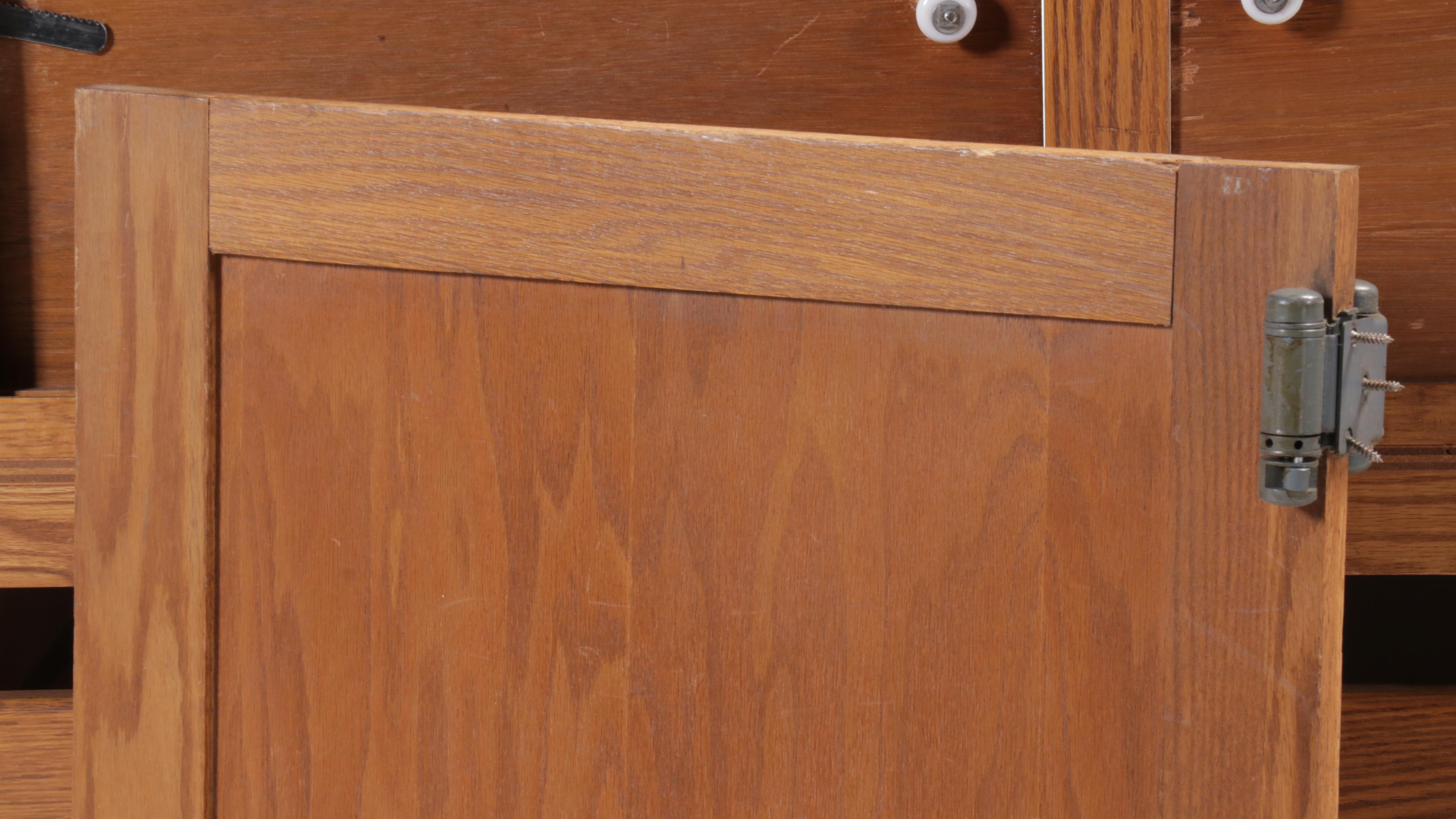 Mid Century Style Oak Glass Front Display Cabinet, Mid to Late 20th Century