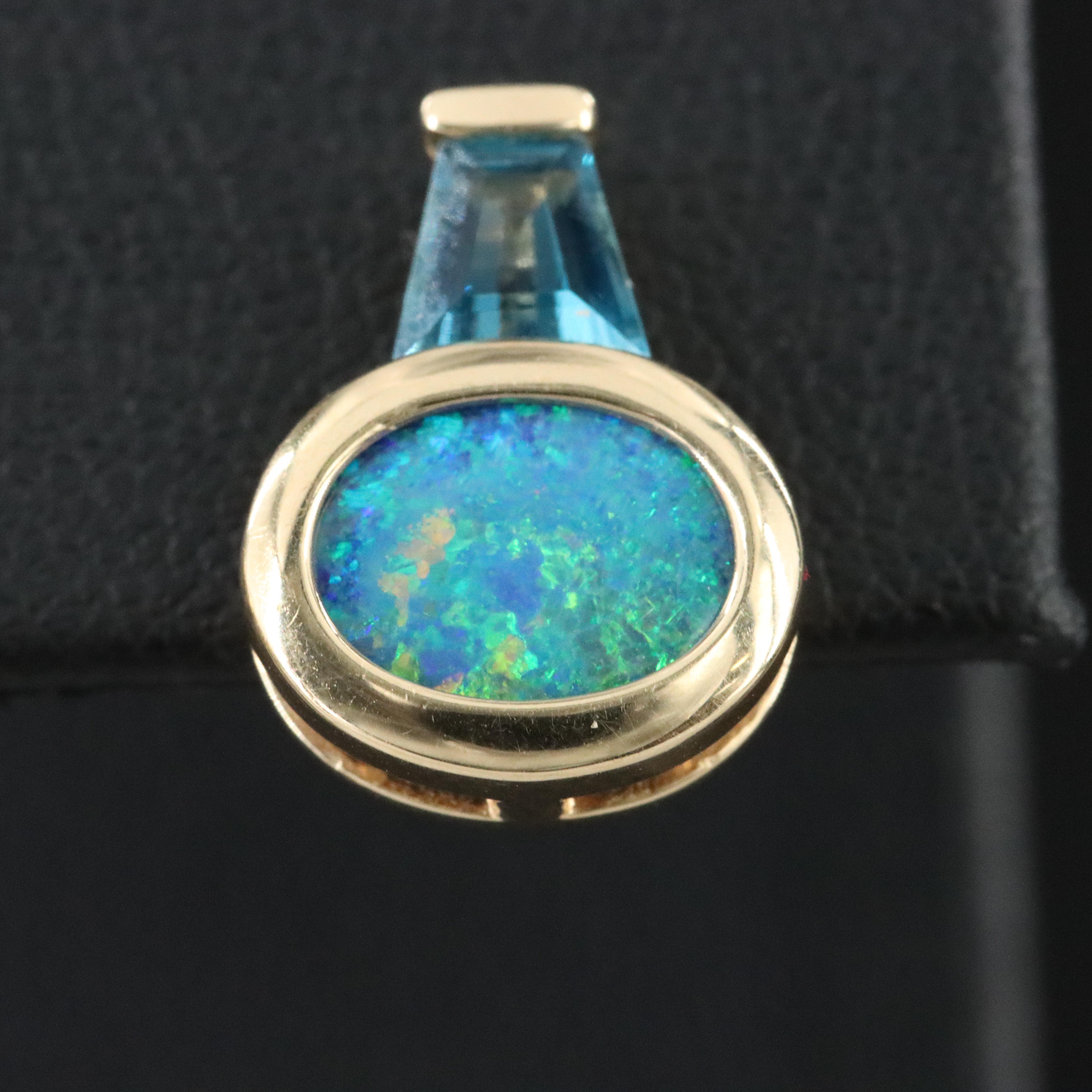 14K Opal Doublet and Topaz Earrings