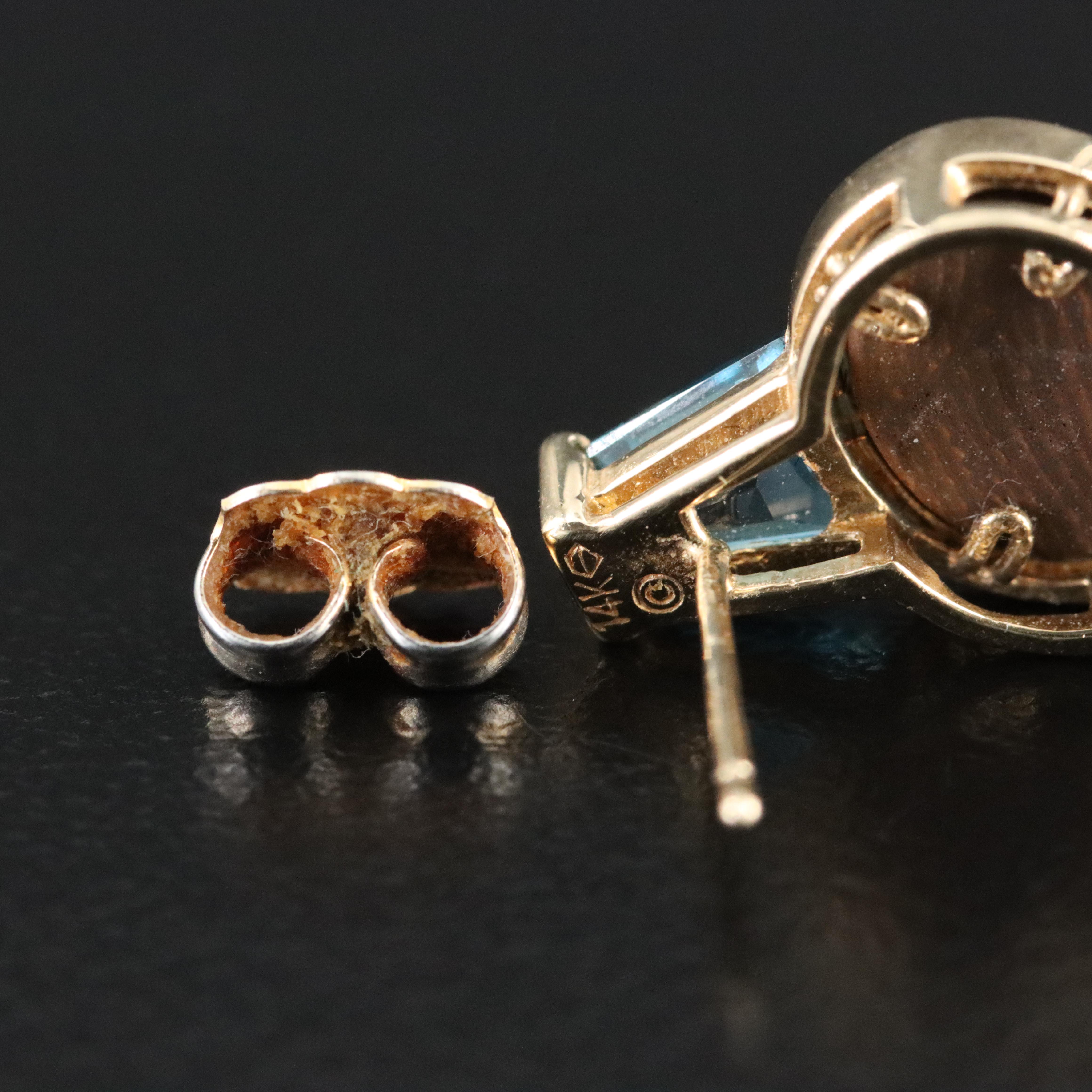 14K Opal Doublet and Topaz Earrings