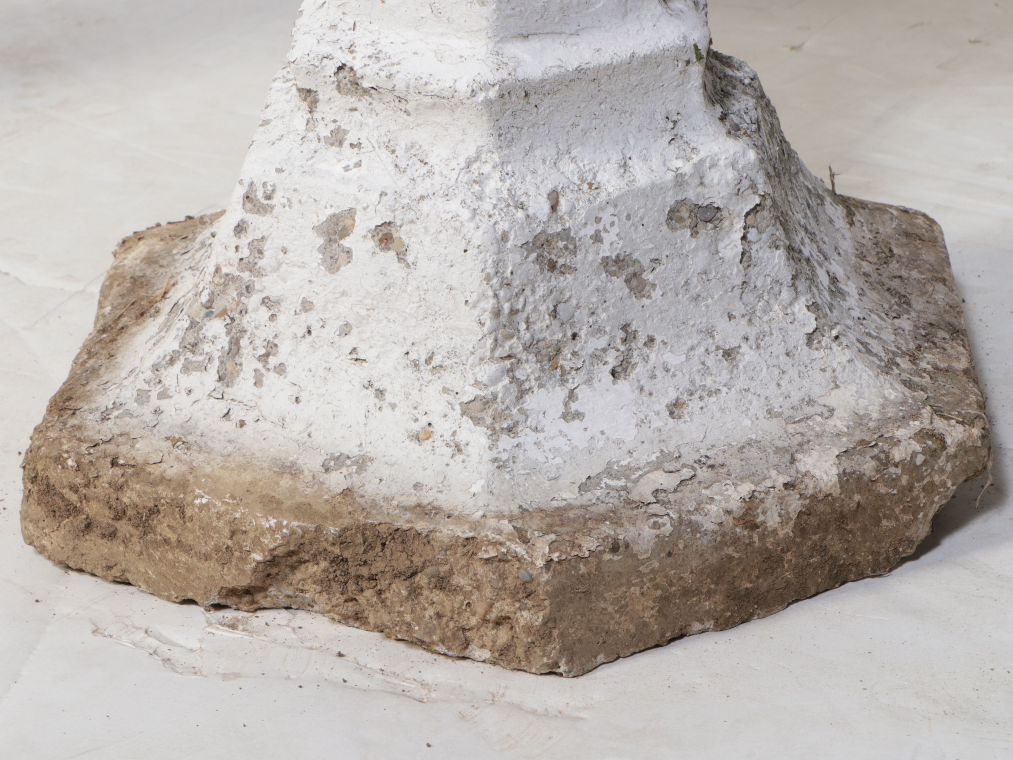 Pair of Cast Concrete Low Bowl Planters with Hexagonal Stands