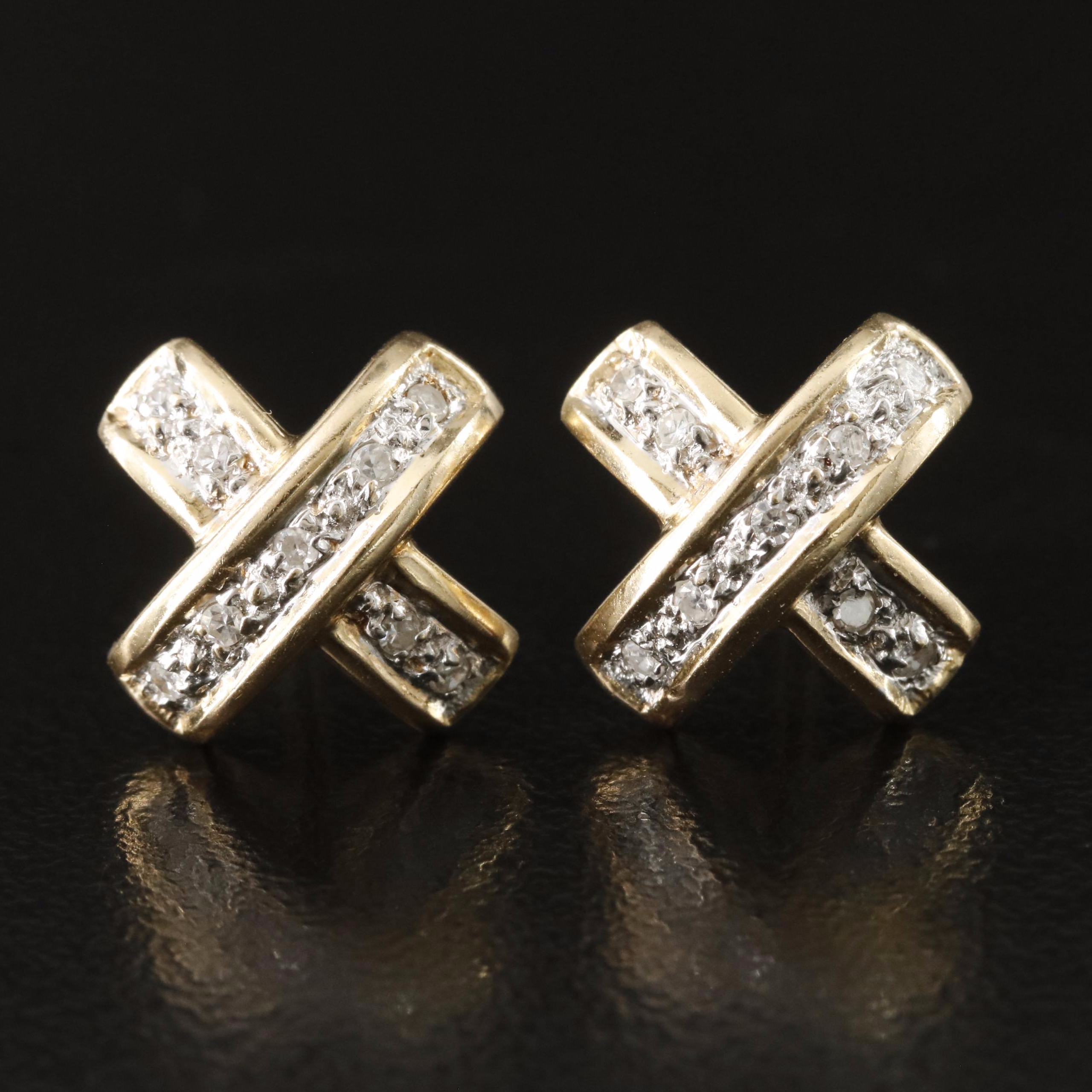 14K 0.12 CTW Diamond X Earrings