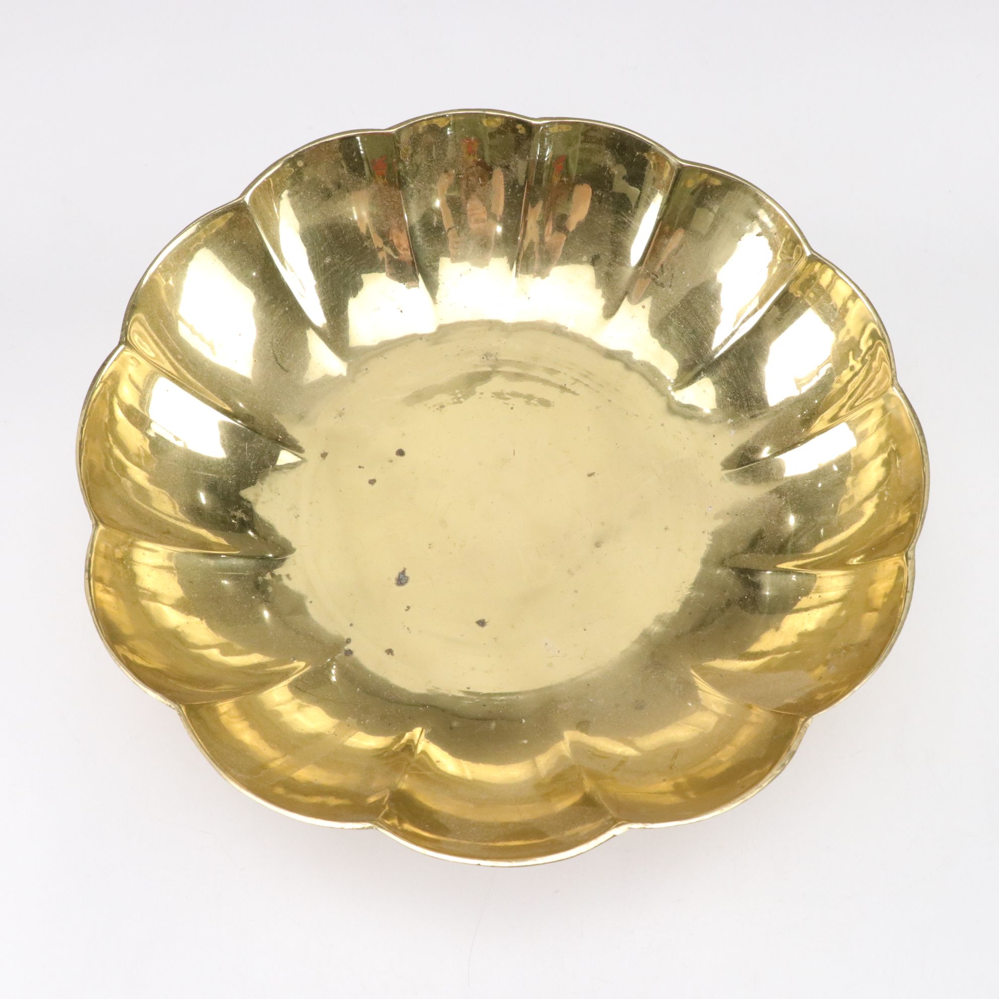 Brass Footed Bowl and Candlesticks, Late 20th Century