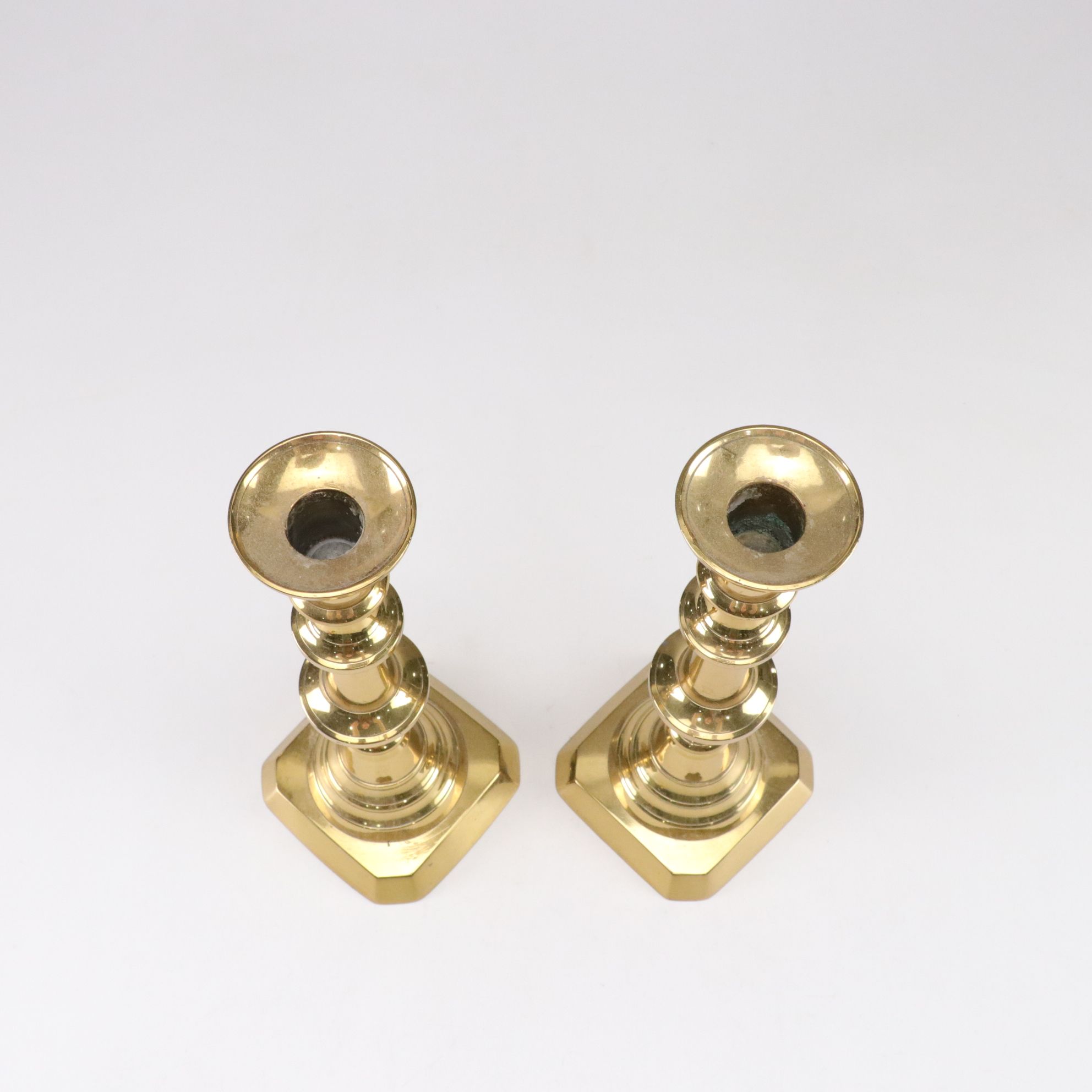 Brass Footed Bowl and Candlesticks, Late 20th Century