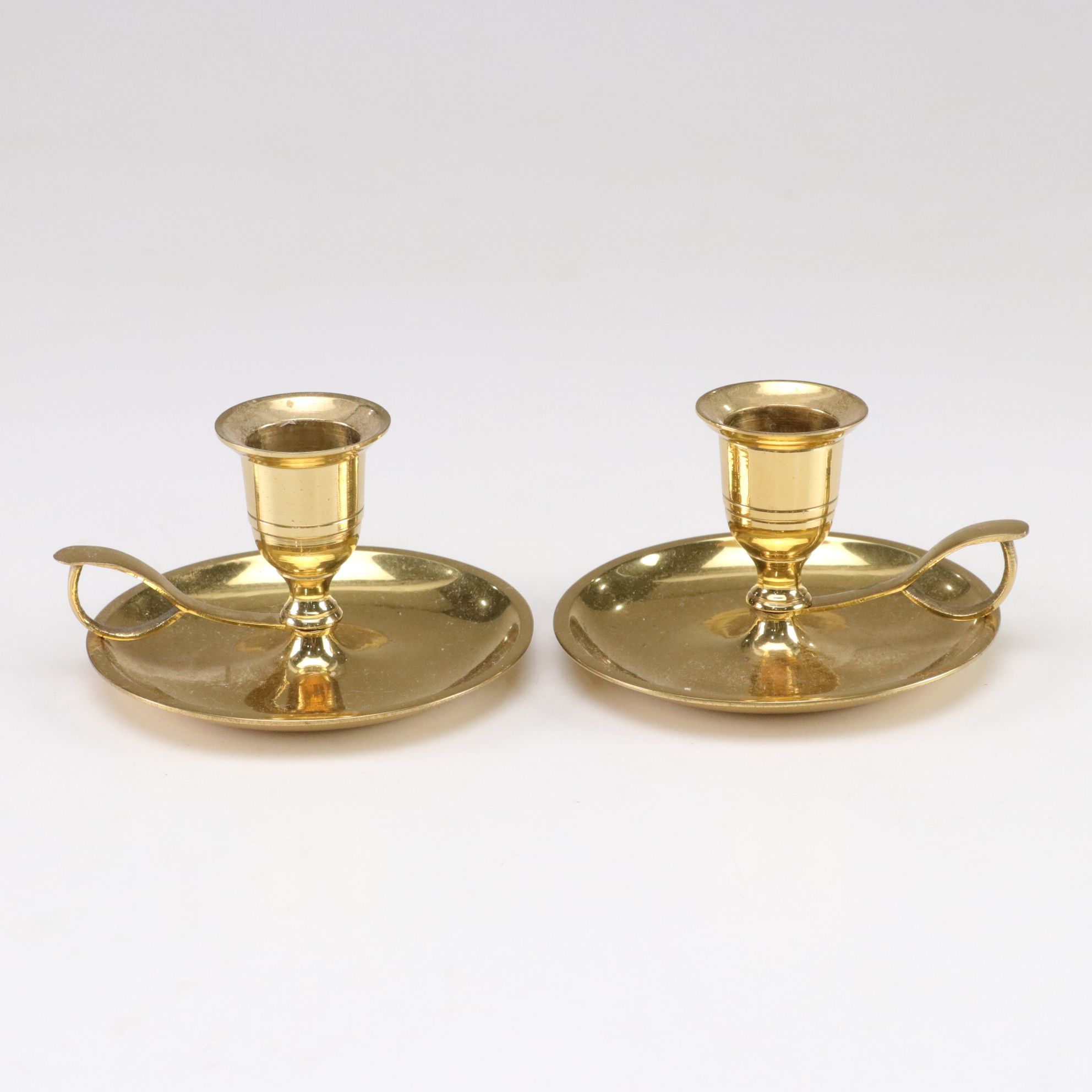 Brass Footed Bowl and Candlesticks, Late 20th Century