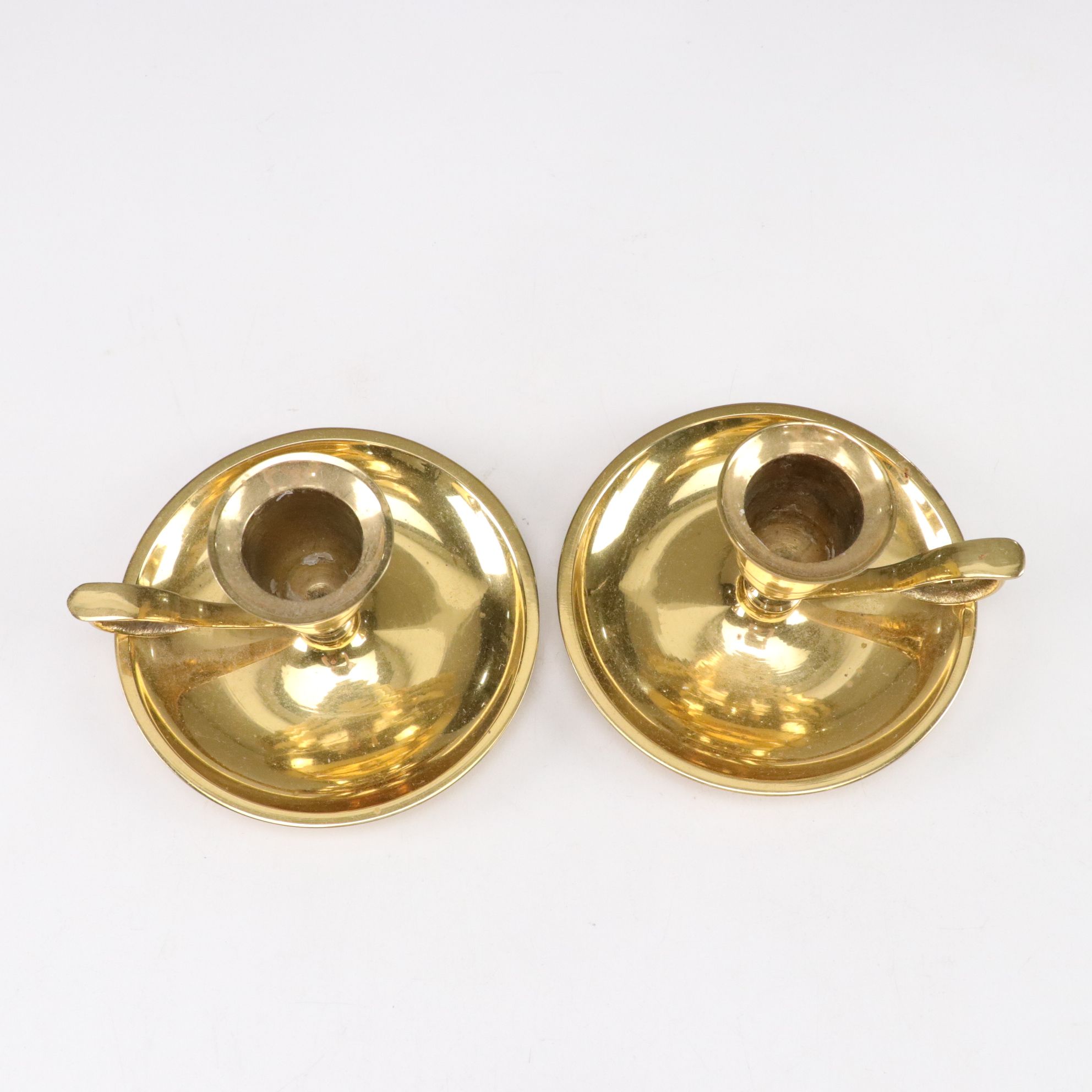 Brass Footed Bowl and Candlesticks, Late 20th Century