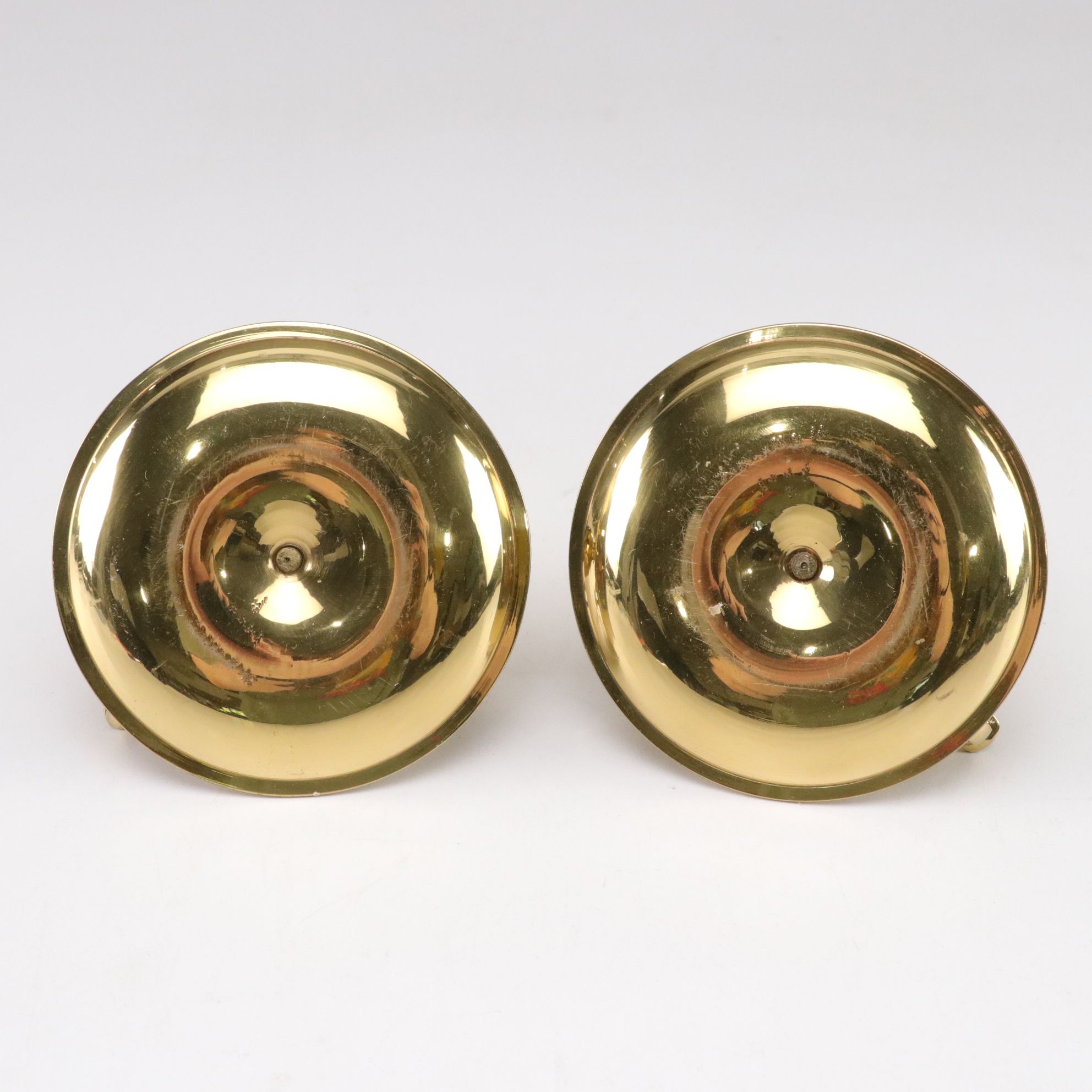 Brass Footed Bowl and Candlesticks, Late 20th Century