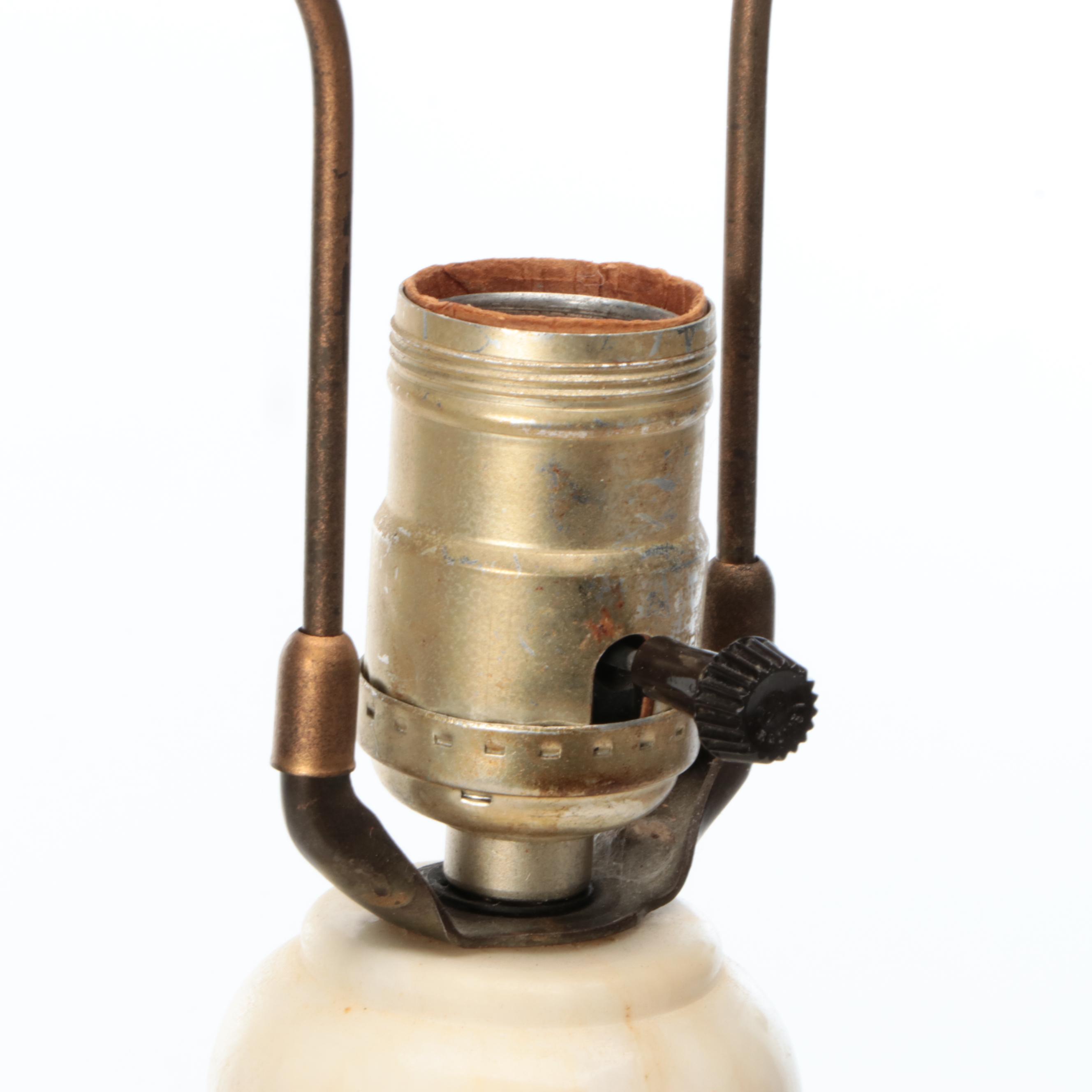 Neoclassical Style Carved Alabaster Table Lamp, Vintage