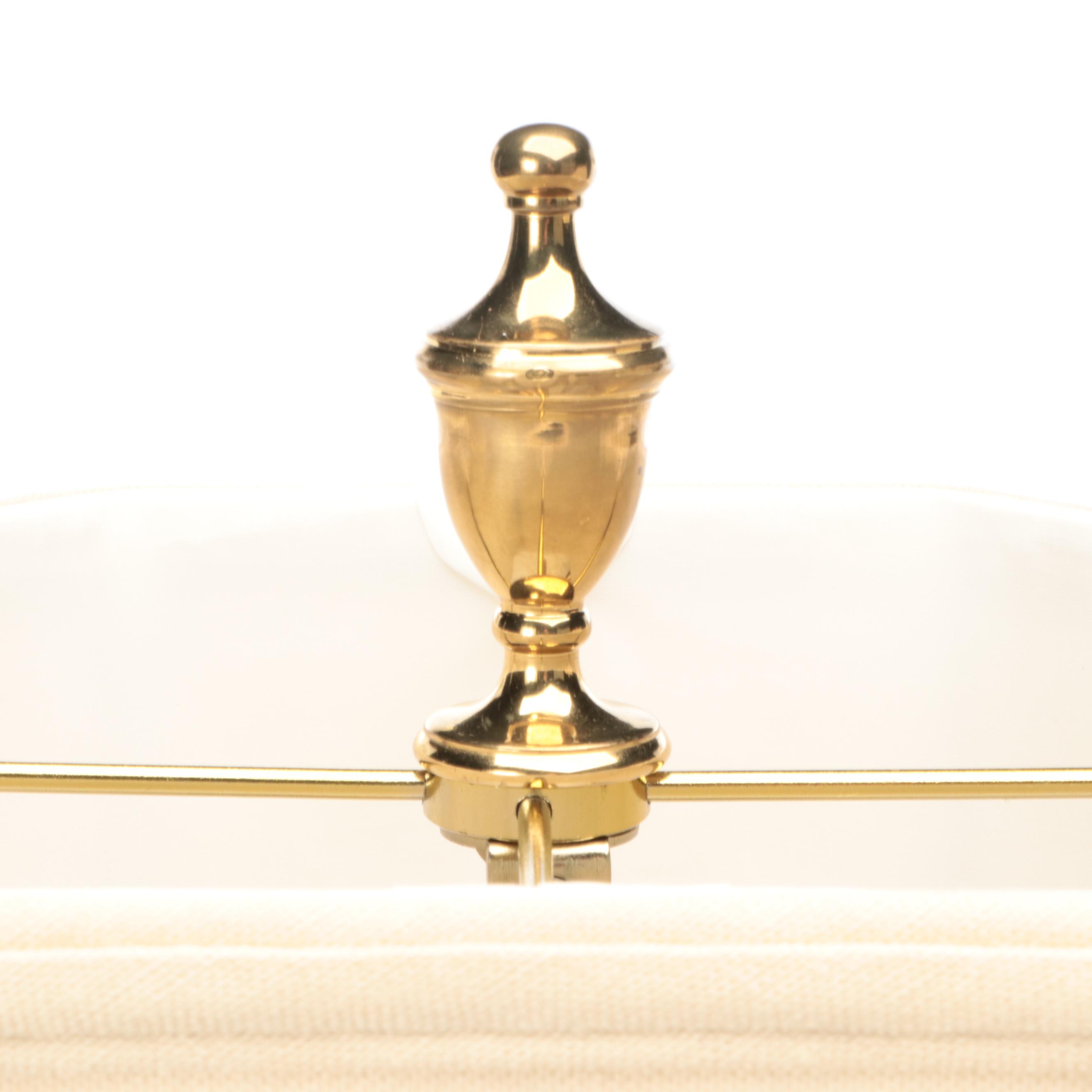 Spun Brass Table Lamps with Silk Bell and Pleated Shades