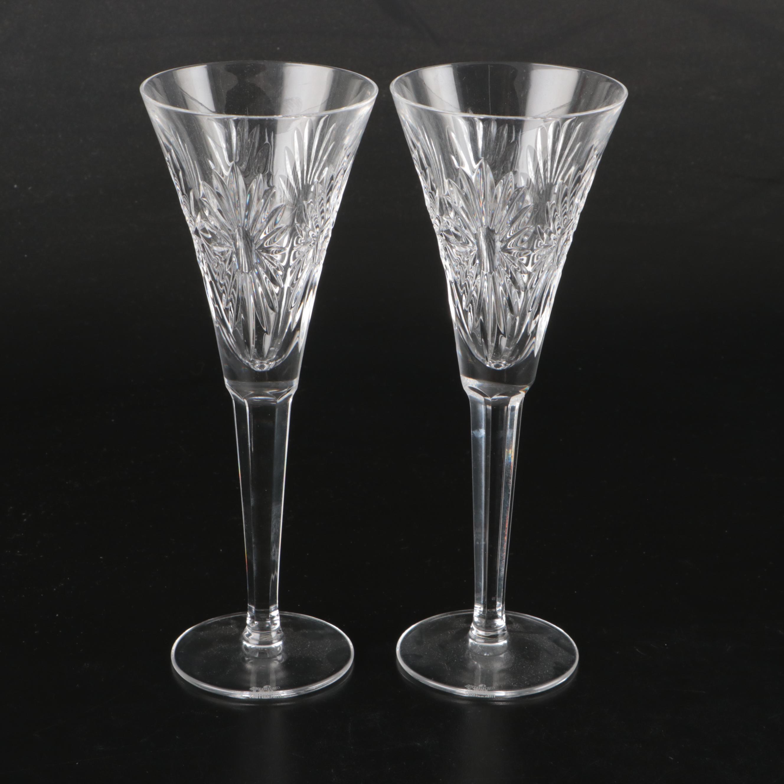 Waterford Millennium Series "Health" Crystal Fluted Champagne Glasses