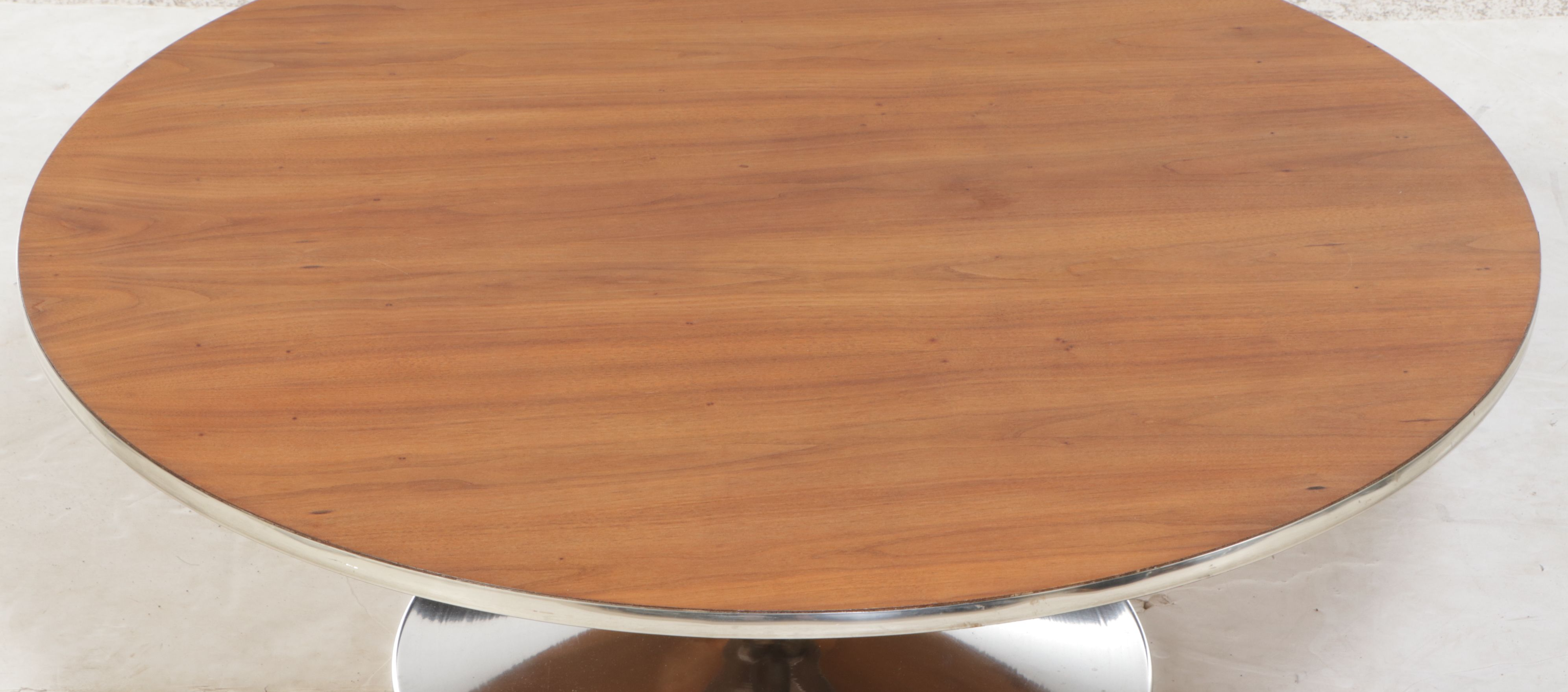 Lane Walnut and Chrome Tulip Style Coffee Table, Mid to Late 20th Century